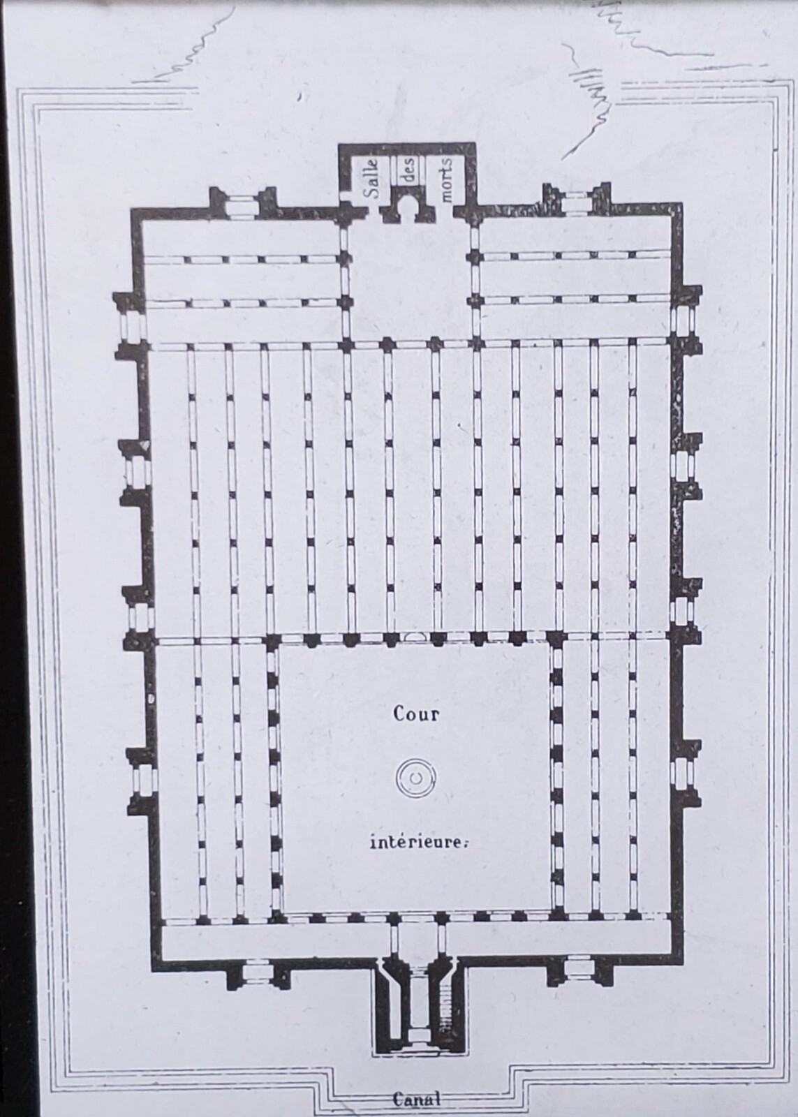 Plan, Mosque of Mansourah, Tlemcen, Algeria, Magic Lantern Glass Slide Plan, Mosque of Mansourah, Tlemcen, Algeria, Magic Lantern Glass Slide