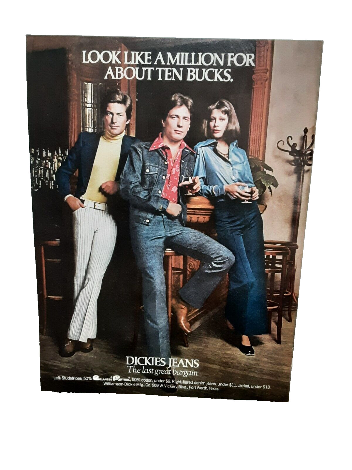 1974 Dickies Jeans Look Like A Million Original Print Ad 70s 1974 Dickies Jeans Look Like A Million Original Print Ad 70s