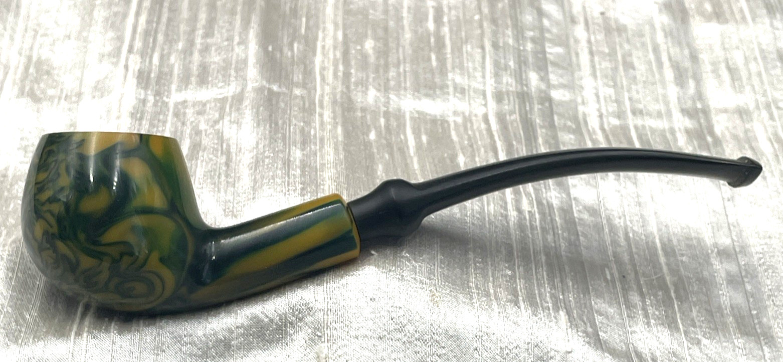 Vintage Hilson Fantasia No. 83 Estate Pipe Belgium Green Yellow Swirl