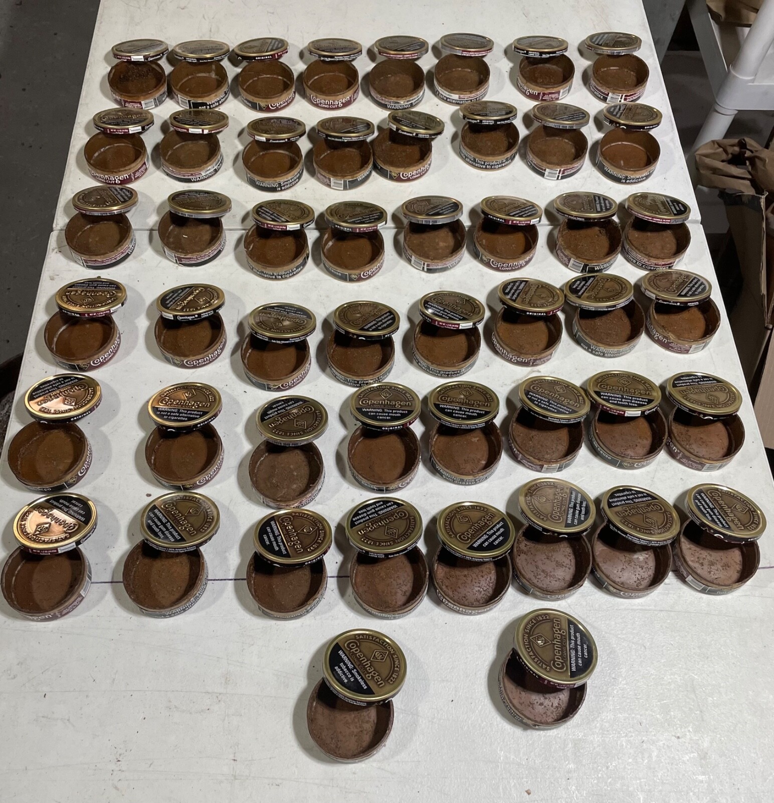 50 EMPTY COPENHAGEN SNUFF CANS EMPTY TINS CRAFTS REPURPOSE WAX WORM Fishing 50 EMPTY COPENHAGEN SNUFF CANS EMPTY TINS CRAFTS REPURPOSE WAX WORM Fishing