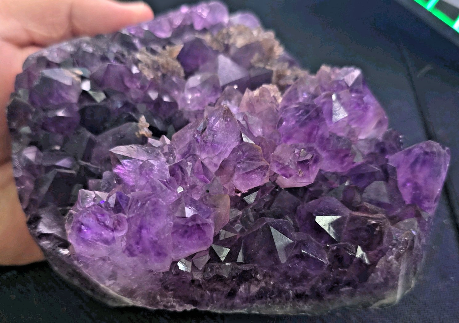 Large Collector's Amethyst Cluster Specimen Slab with Druzy Calcite 3 LB/1.35 KG
