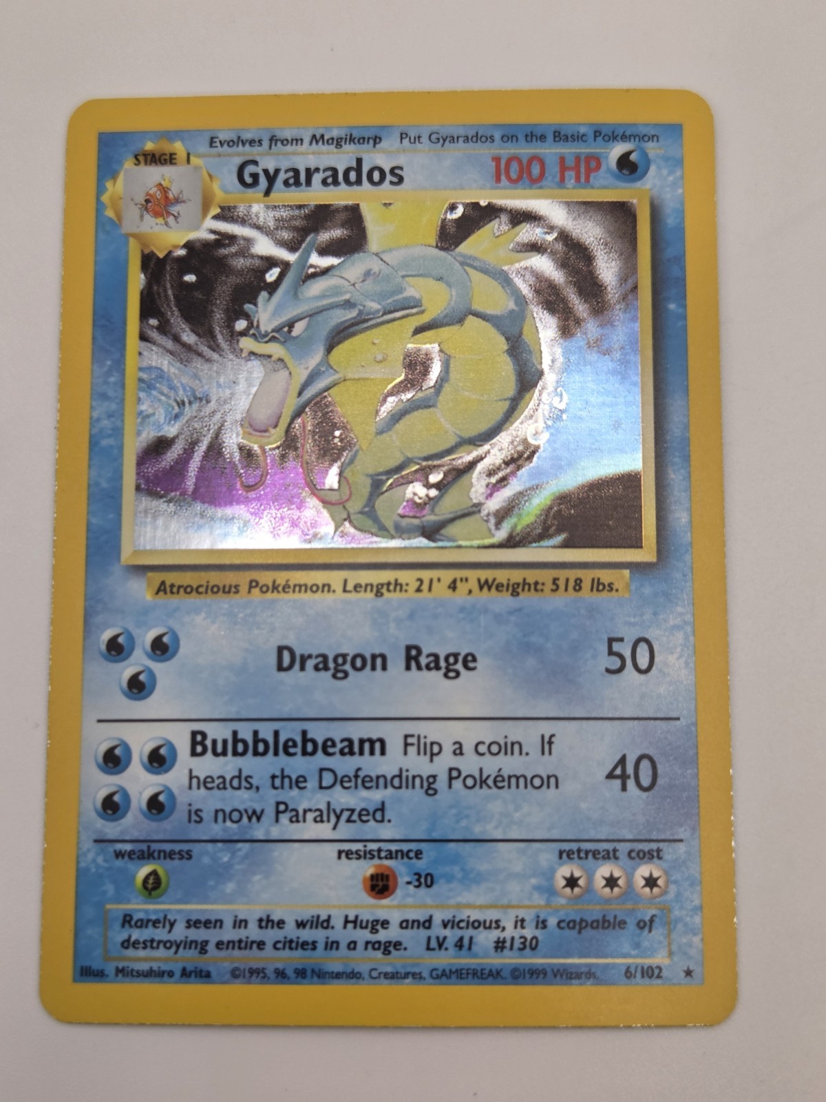 Gyarados 6/102 Holo Base Set - 1999 WOTC - MP Gyarados 6/102 Holo Base Set - 1999 WOTC - MP