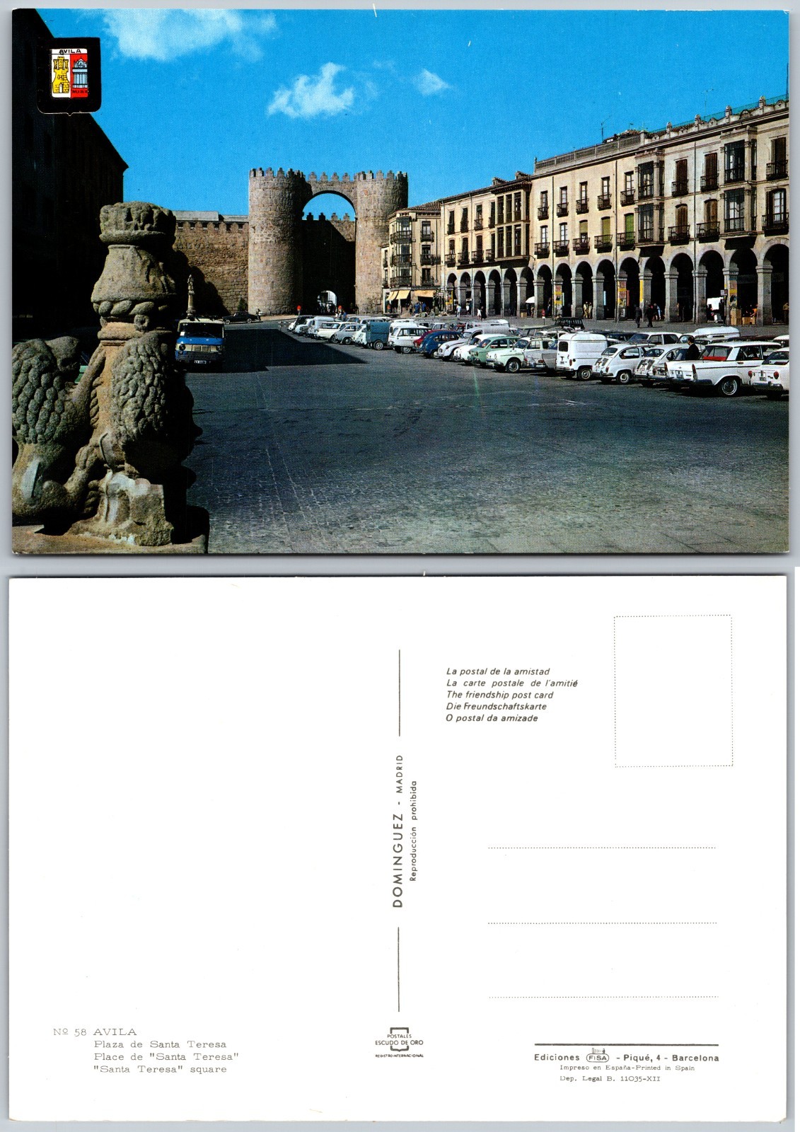 Continental Avila City Walls Postcard Continental Avila City Walls Postcard