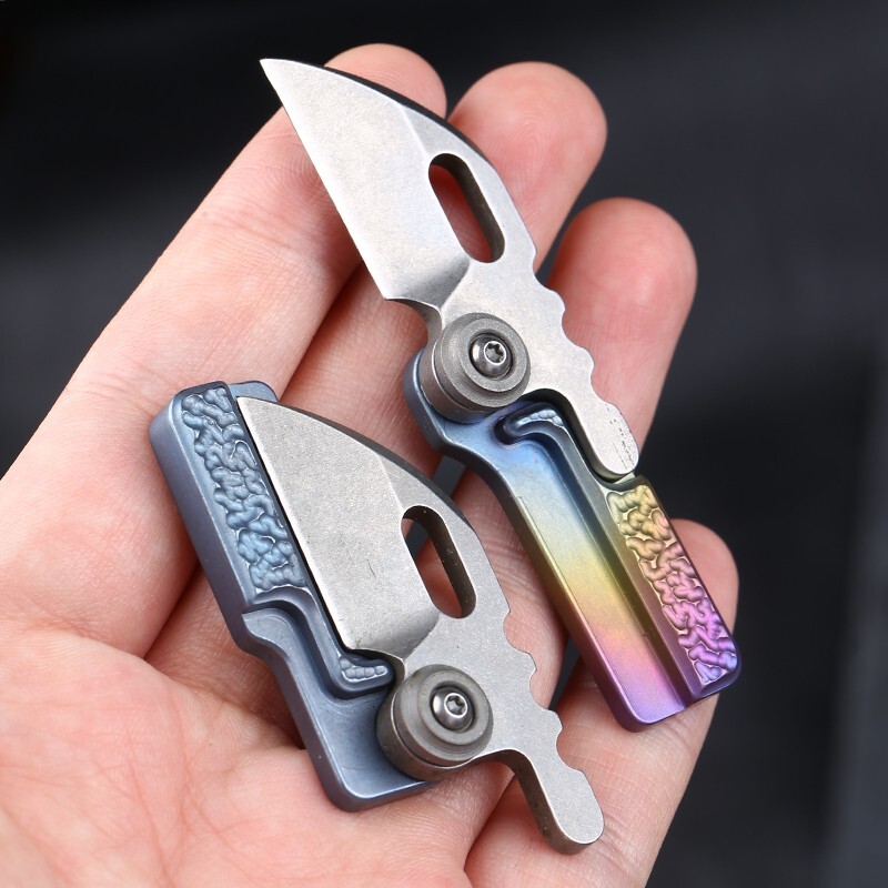Mini small keyring Titanium Handle S35VN Blade folding keychain Pocket EDC Knife