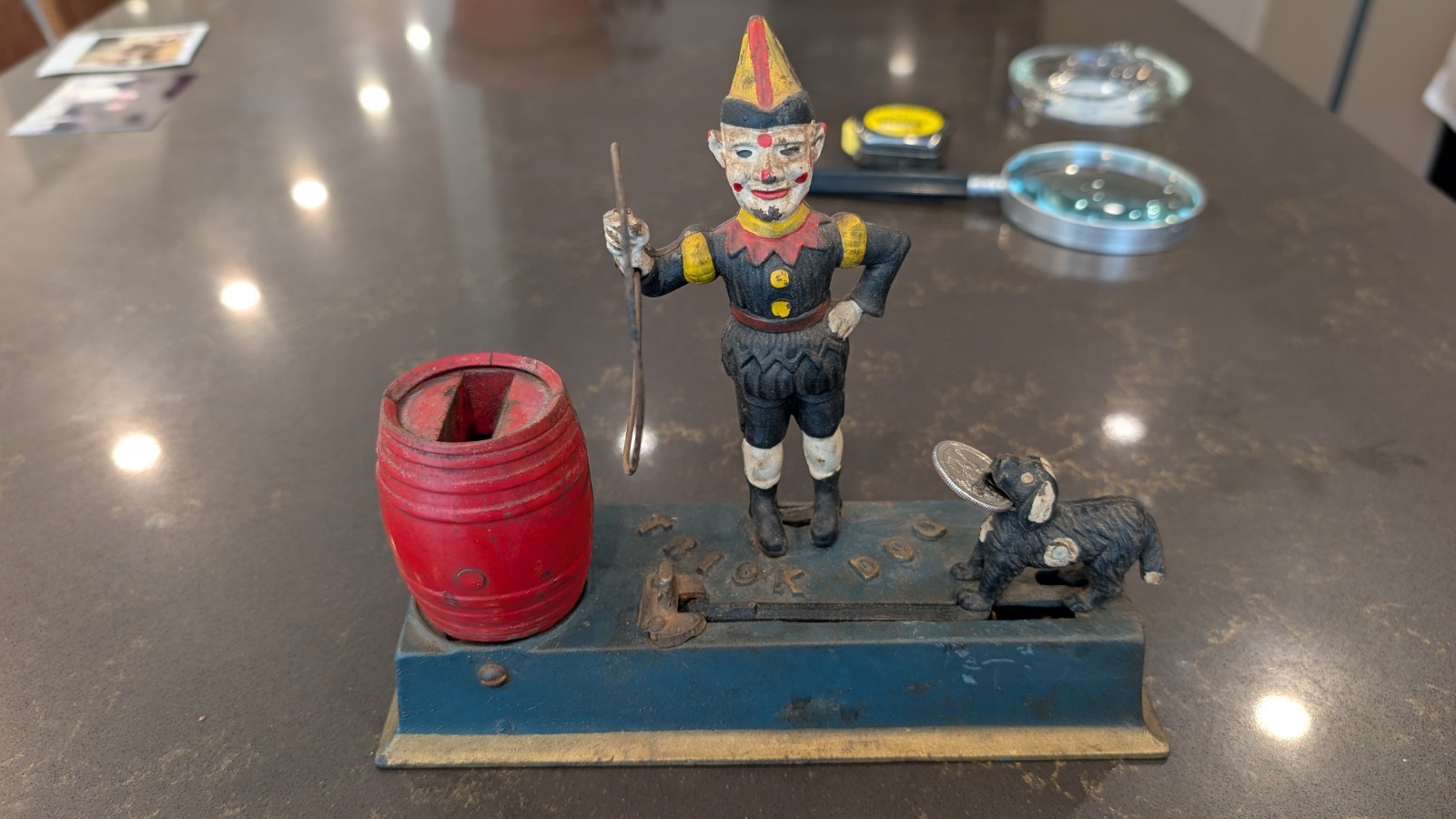 Antique (1930s) Trick Dog Hubley Cast Iron Mechanical Bank 