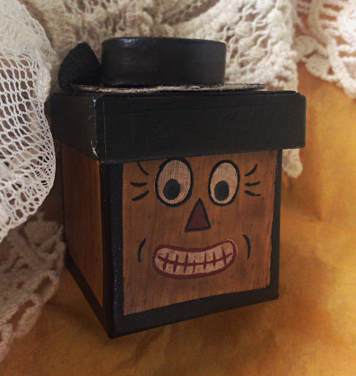 Vintage Halloween German Reproduction Paper mache Candy container box/ Ornament 