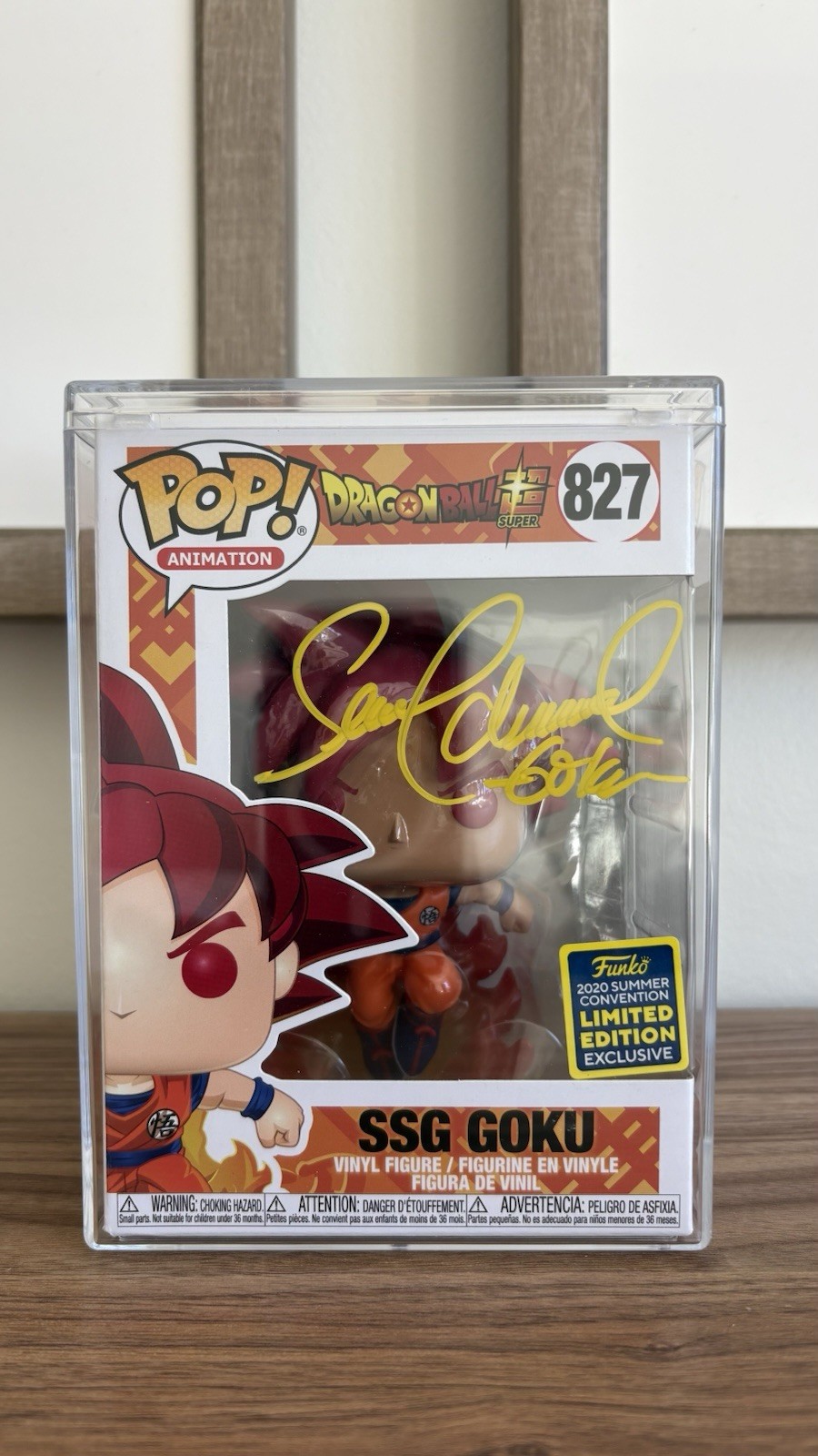 SSG Goku -Funko Pop 827 -Signed By Sean Schemmel - 2020 SDCC Shared + Protector SSG Goku -Funko Pop 827 -Signed By Sean Schemmel - 2020 SDCC Shared + Protector
