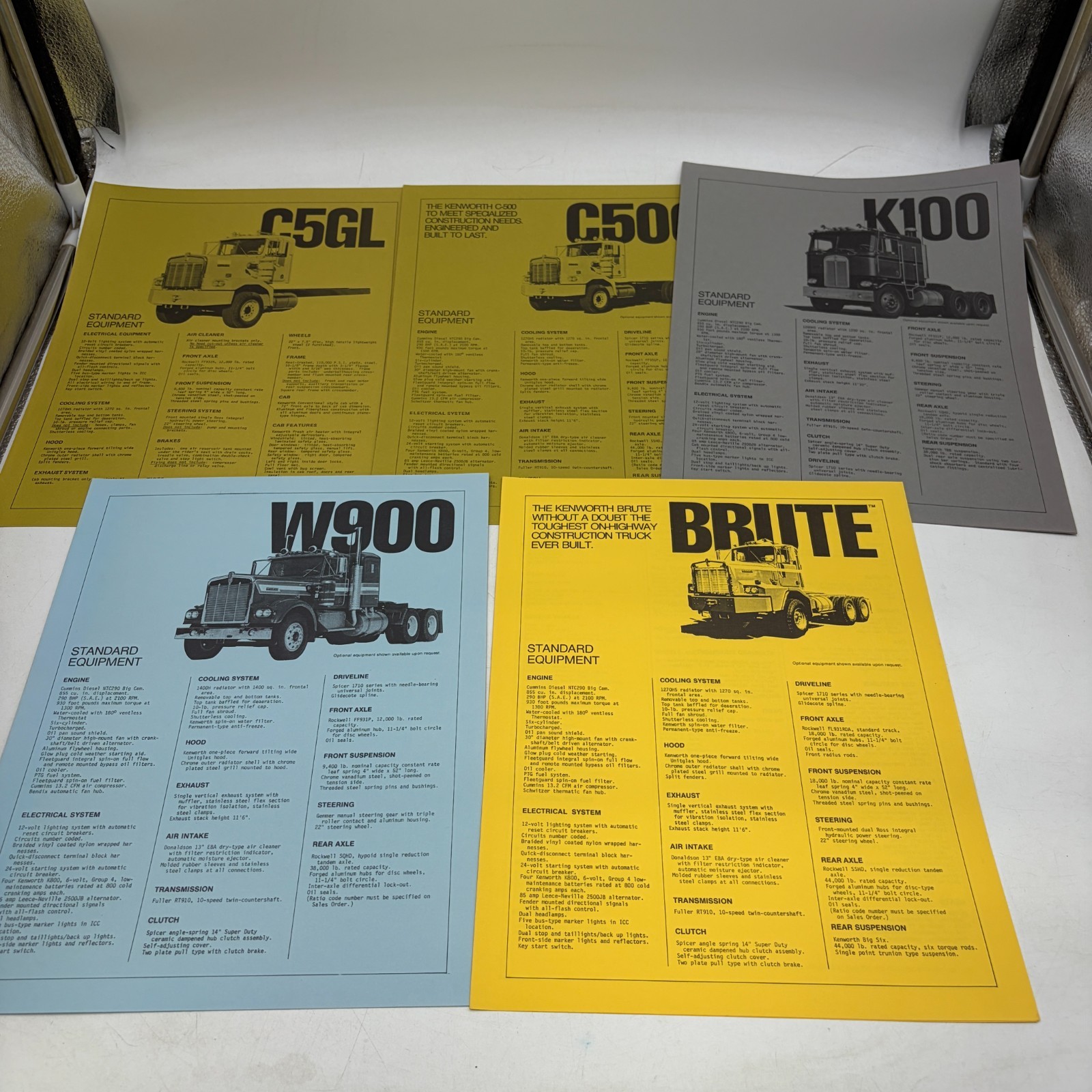 1977 Kenworth Truck Brochure Lot 5 W900 K100 C500 C5GL Brute Specifications