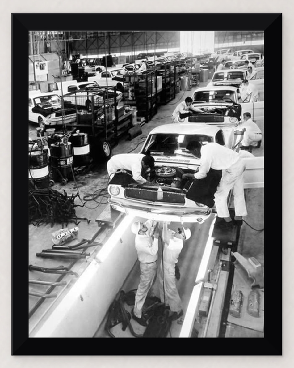 FRAMED 1965 FORD SHELBY MUSTANG AUTO ASSEMBLY LINE - READY TO DISPLAY 8.5X11