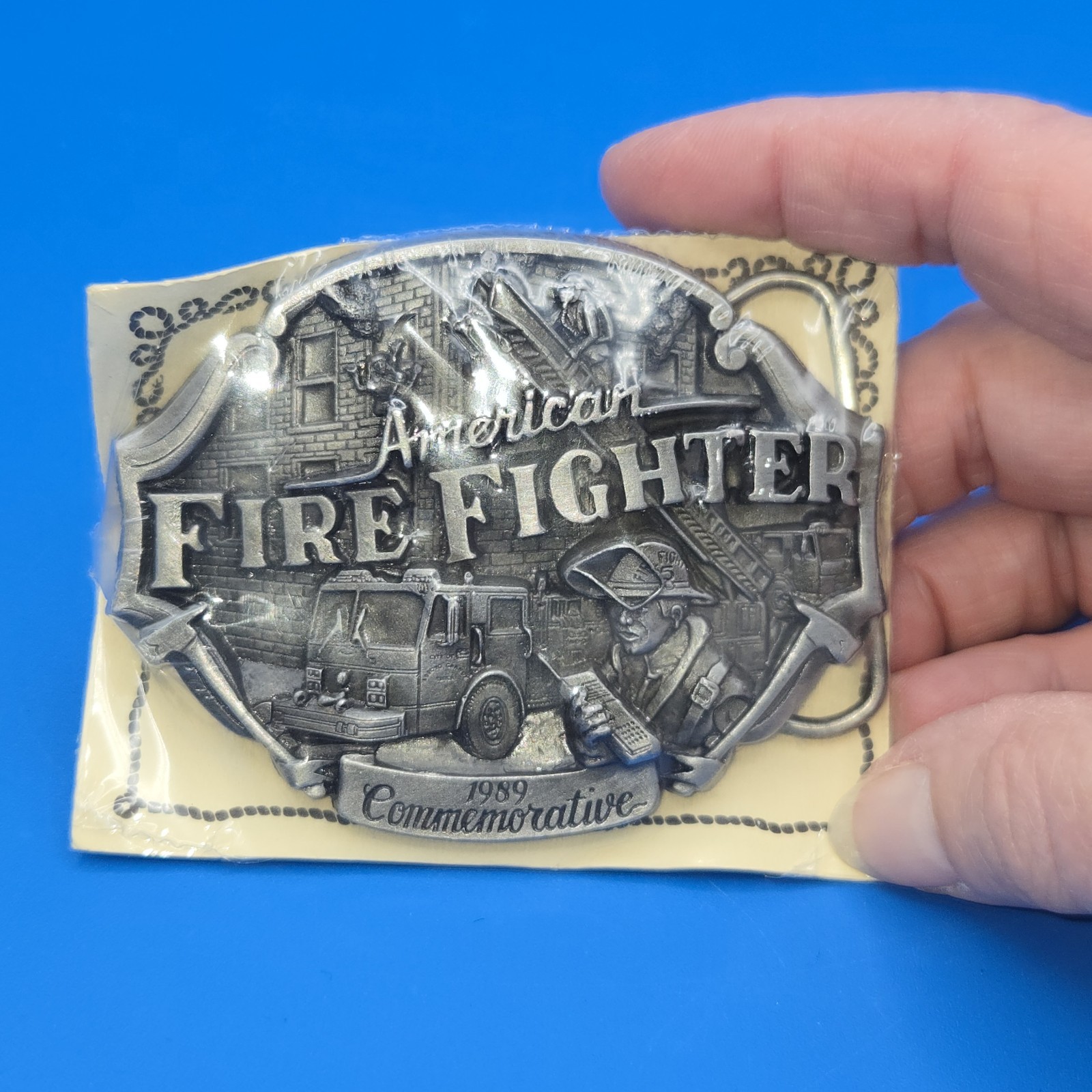 VTG ARROYO GRANDE 1998 AMERICAN FIREFIGHTER PEWTER BELT BUCKLE NEW