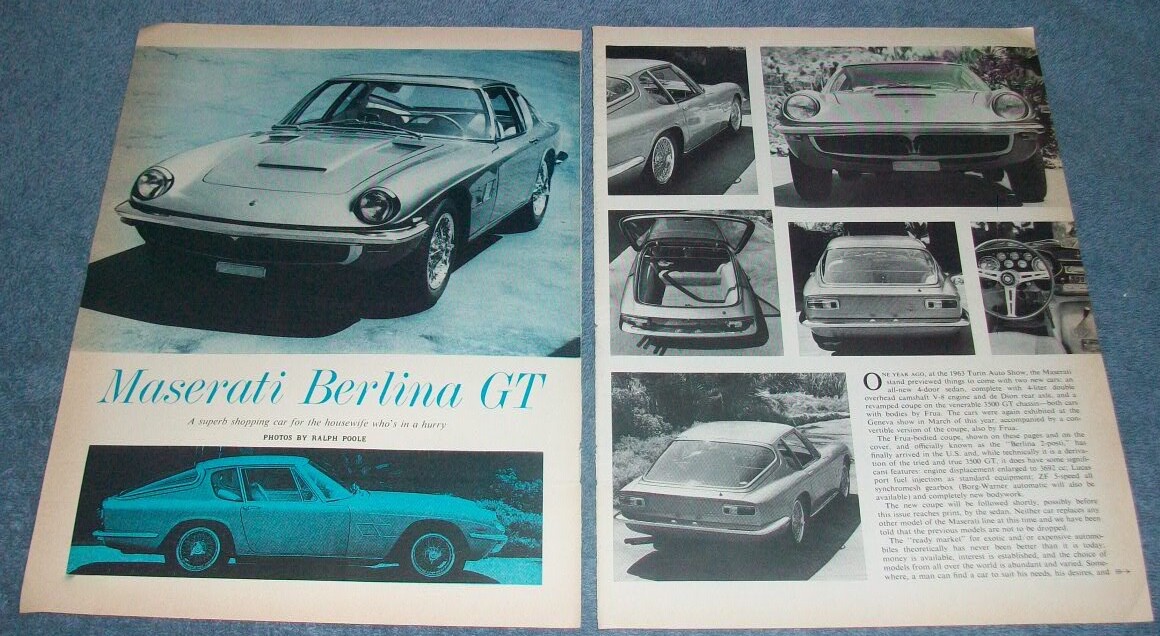 1964 Maserati Berlina GT Vintage Road Test Info Article 