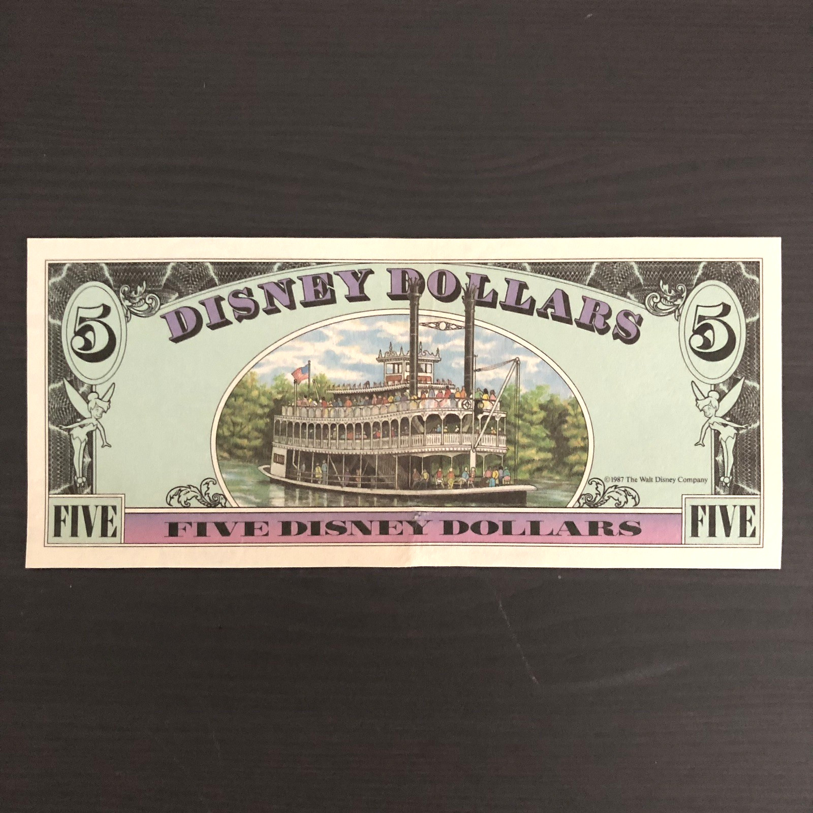 *** ULTRA RARE 1987 $5 Disney Dollar BACK PROOF, Mark Twain Riverboat ***