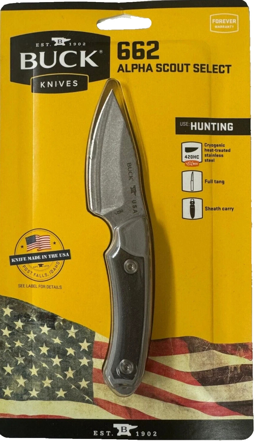 Buck 662 Alpha Scout Select Fixed Blade Hunting Knife Grey with Sheath 0662GYS-C Buck 662 Alpha Scout Select Fixed Blade Hunting Knife Grey with Sheath 0662GYS-C