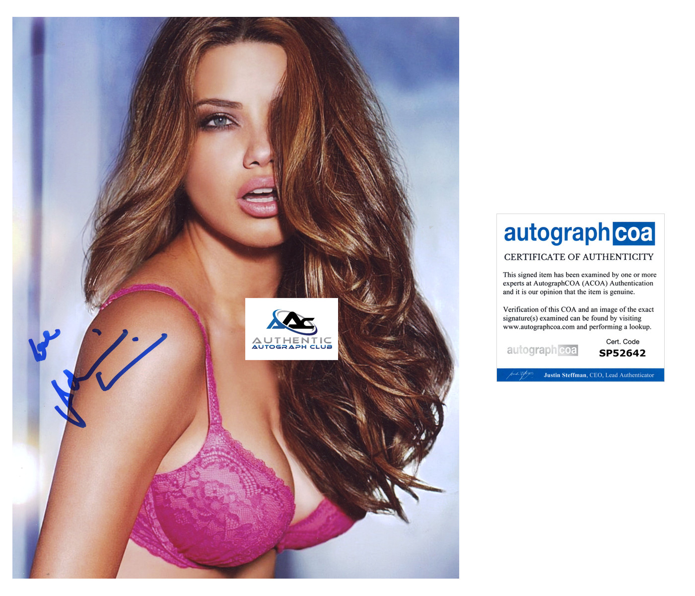 SUPERMODEL ADRIANA LIMA AUTOGRAPH SIGNED 8x10 PHOTO VICTORIA'S SECRET ACOA