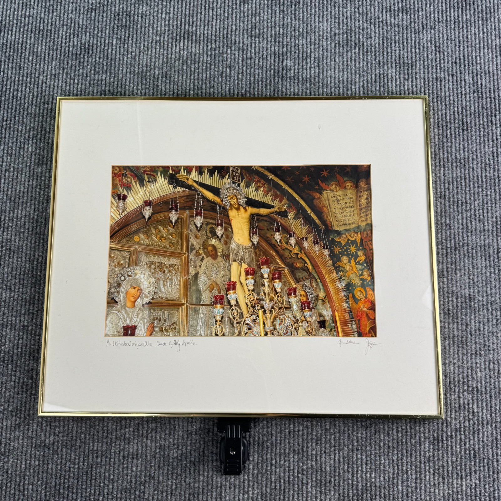 John Hutchinson Signed Jerusalem Church Holy Sepulchre Framed Photograph 24x20