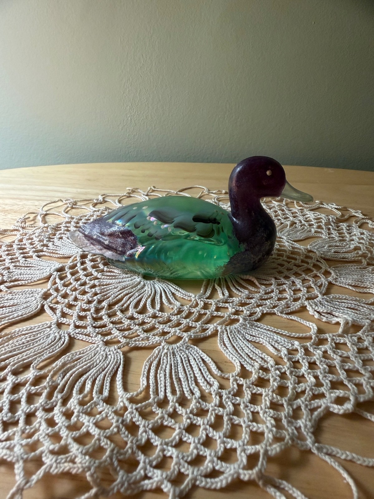 Fenton Hand-Painted Glass Duck Figurine Signed by the Artist Fenton Hand-Painted Glass Duck Figurine Signed by the Artist