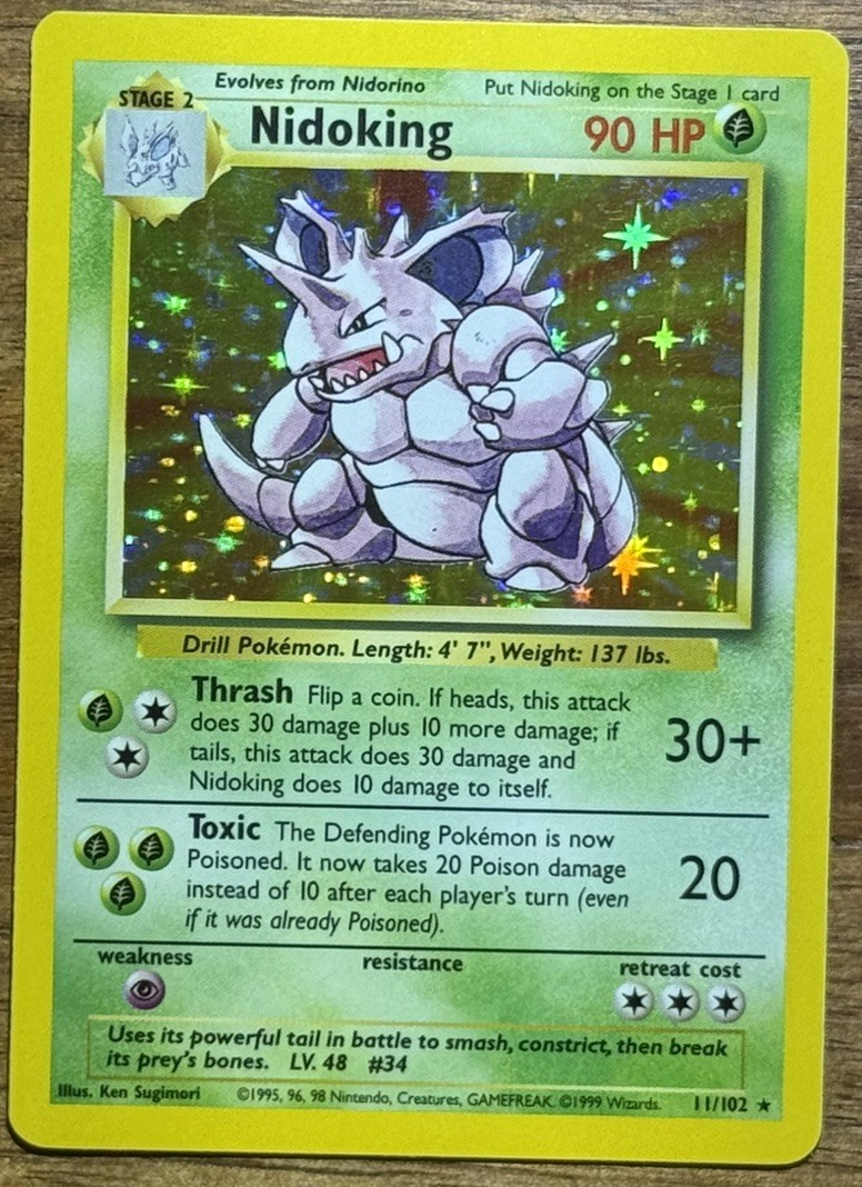 Nidoking Holo 11/102 WOTC Pokémon 1999 Jungle NM Vintage Nidoking Holo 11/102 WOTC Pokémon 1999 Jungle NM Vintage