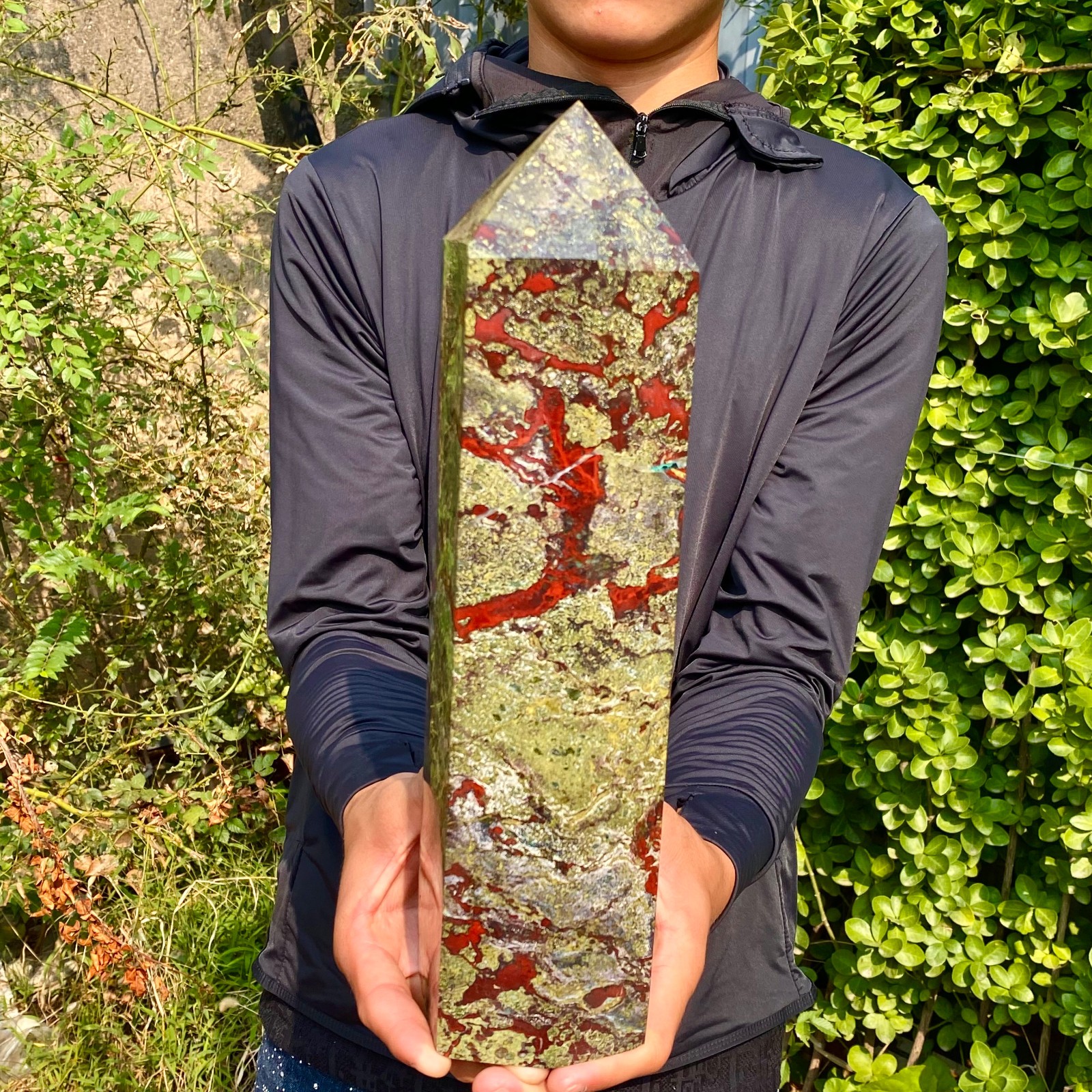 11.7LB   Natural Dragon Blood Stone Hexagonal point Column/Meditation Stone