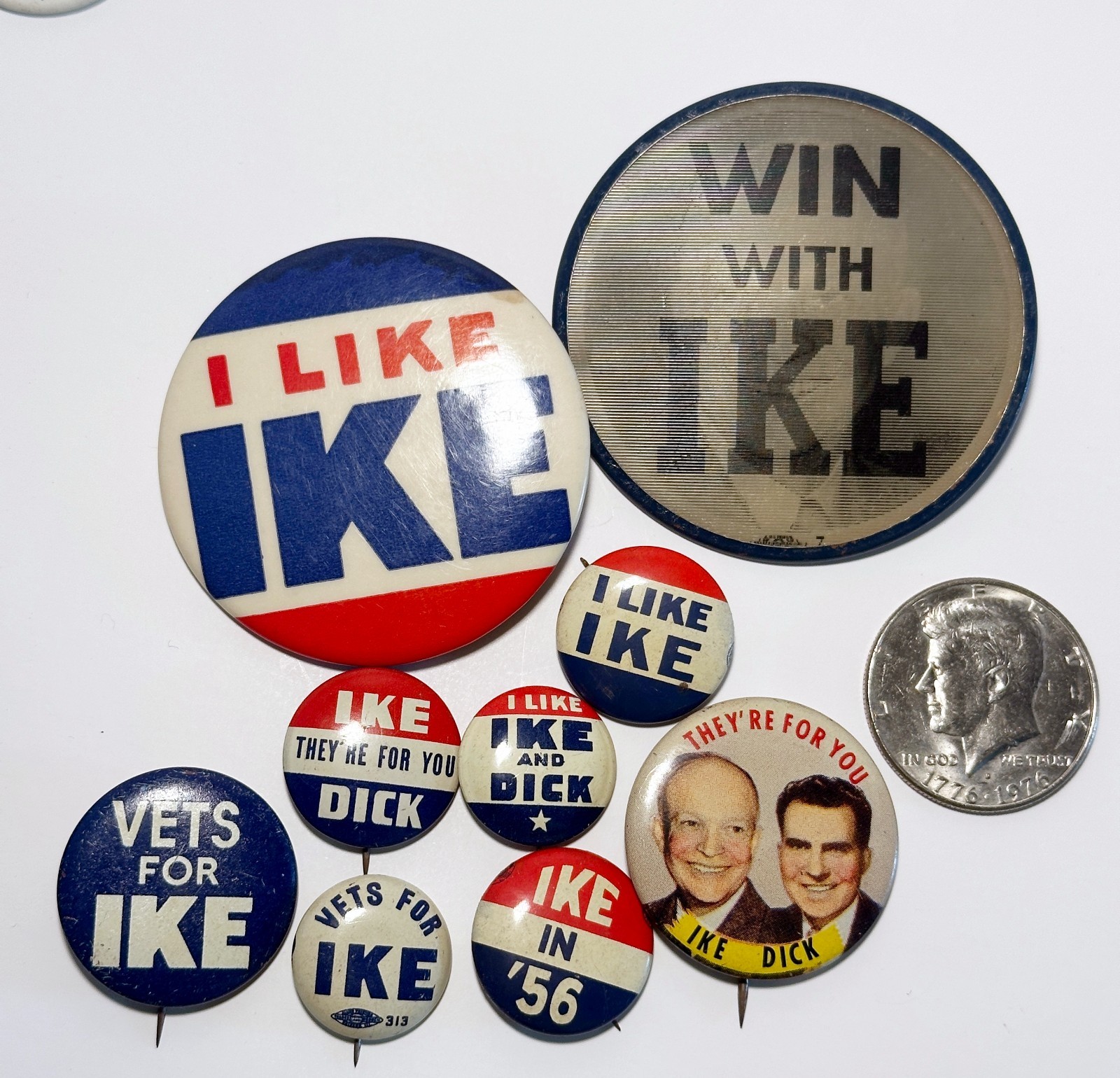 Vintage Eisenhower Nixon Campaign Button Lot 1952 1956 I Like Ike Flasher 9 Pins