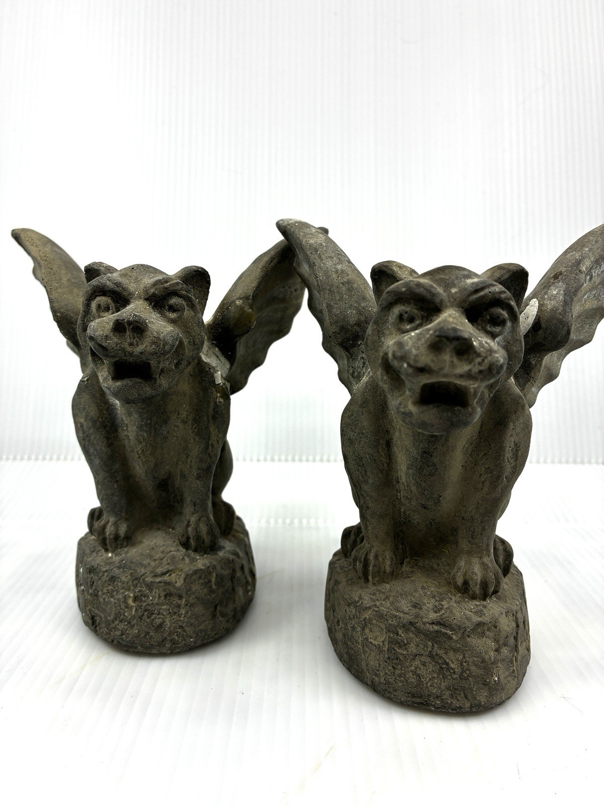 Vintage Concrete Gargoyles Set of Stone Gargoyle Taper Candle Holders Gothic MCM Vintage Concrete Gargoyles Set of Stone Gargoyle Taper Candle Holders Gothic MCM