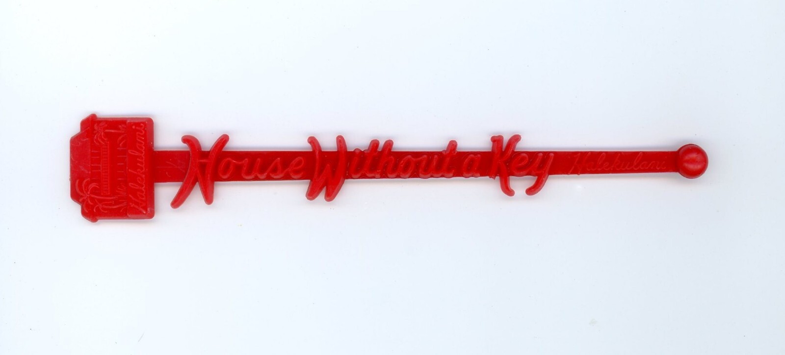 Vintage Red House Without A Key Halekulani Hotel Stir Stick Honolulu Hawaii