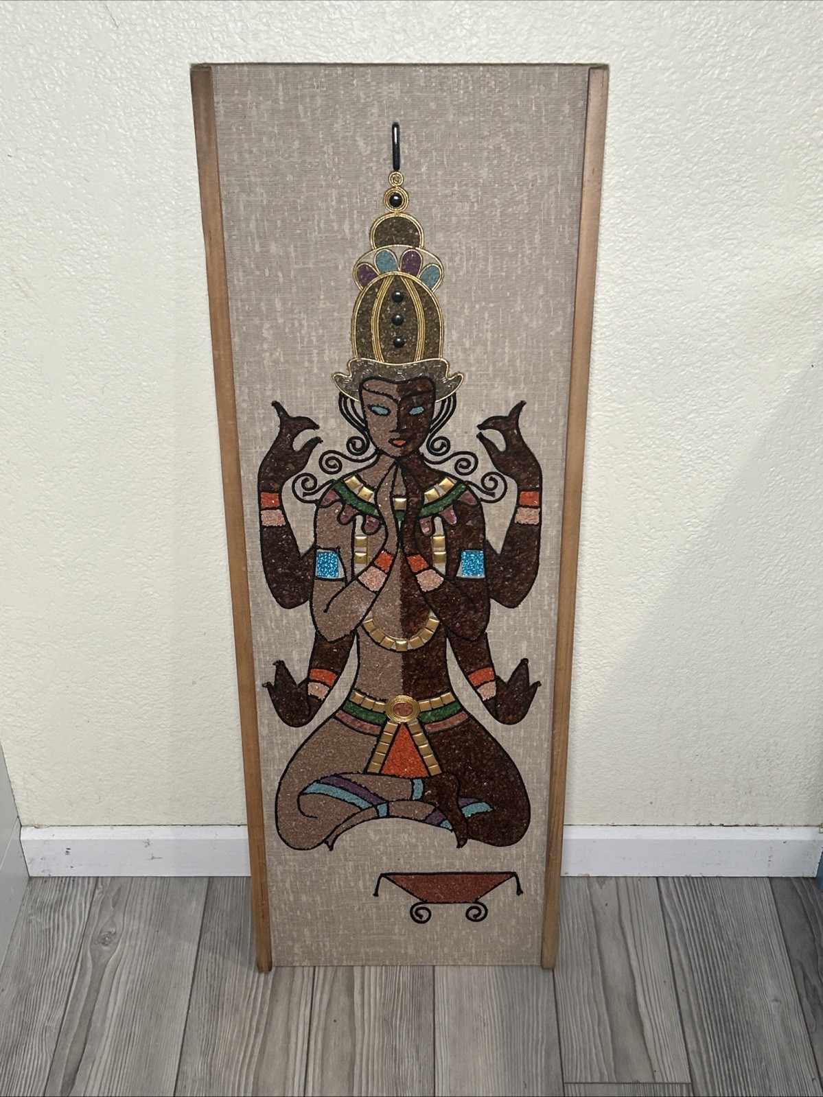 MCM Buddha/Shiva Wall Hanging Gravel Art Textured Sand & Stones 36”x 12”x 1/2”
