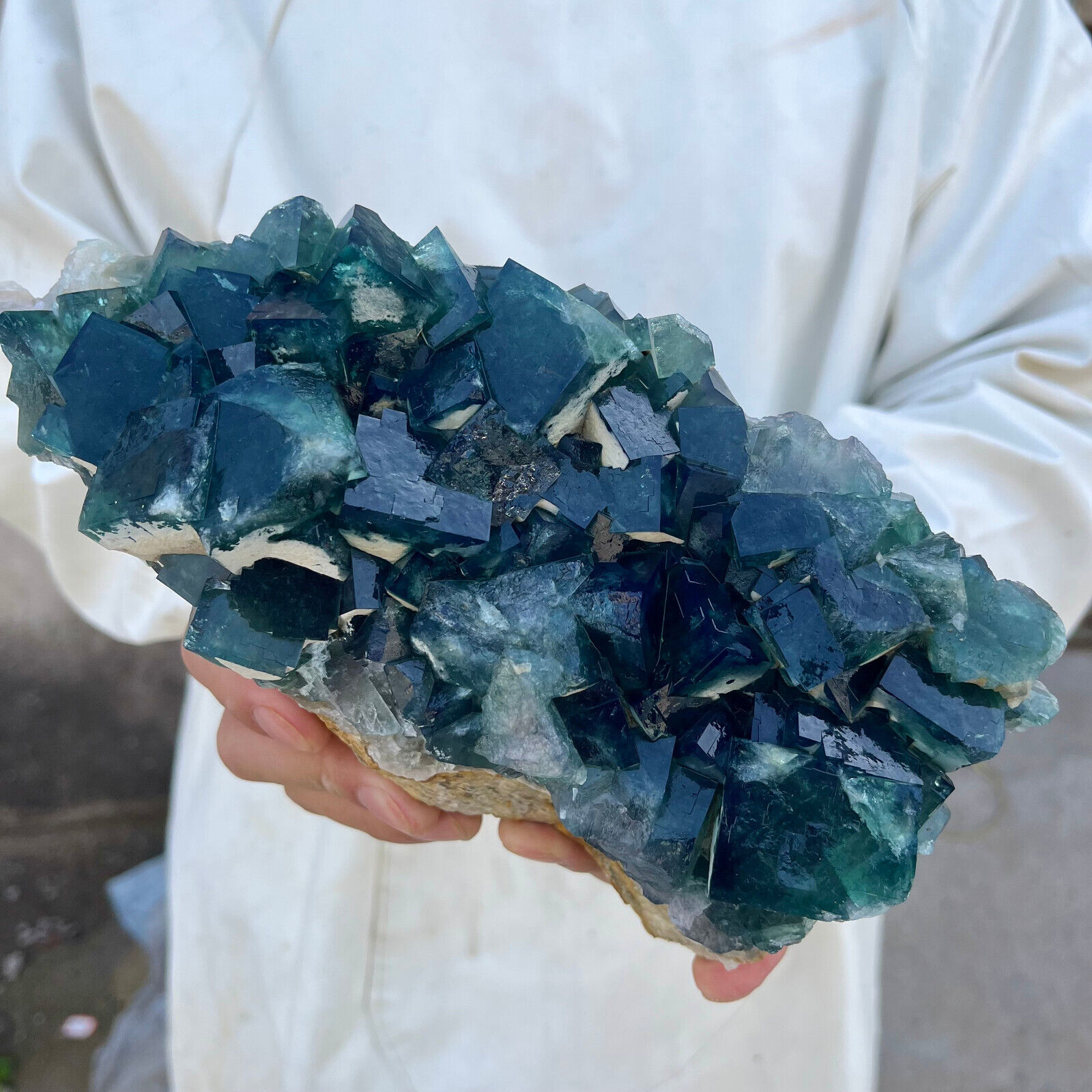 5lb Large NATURAL Green Cube FLUORITE Quartz Crystal Cluster Mineral Specimen