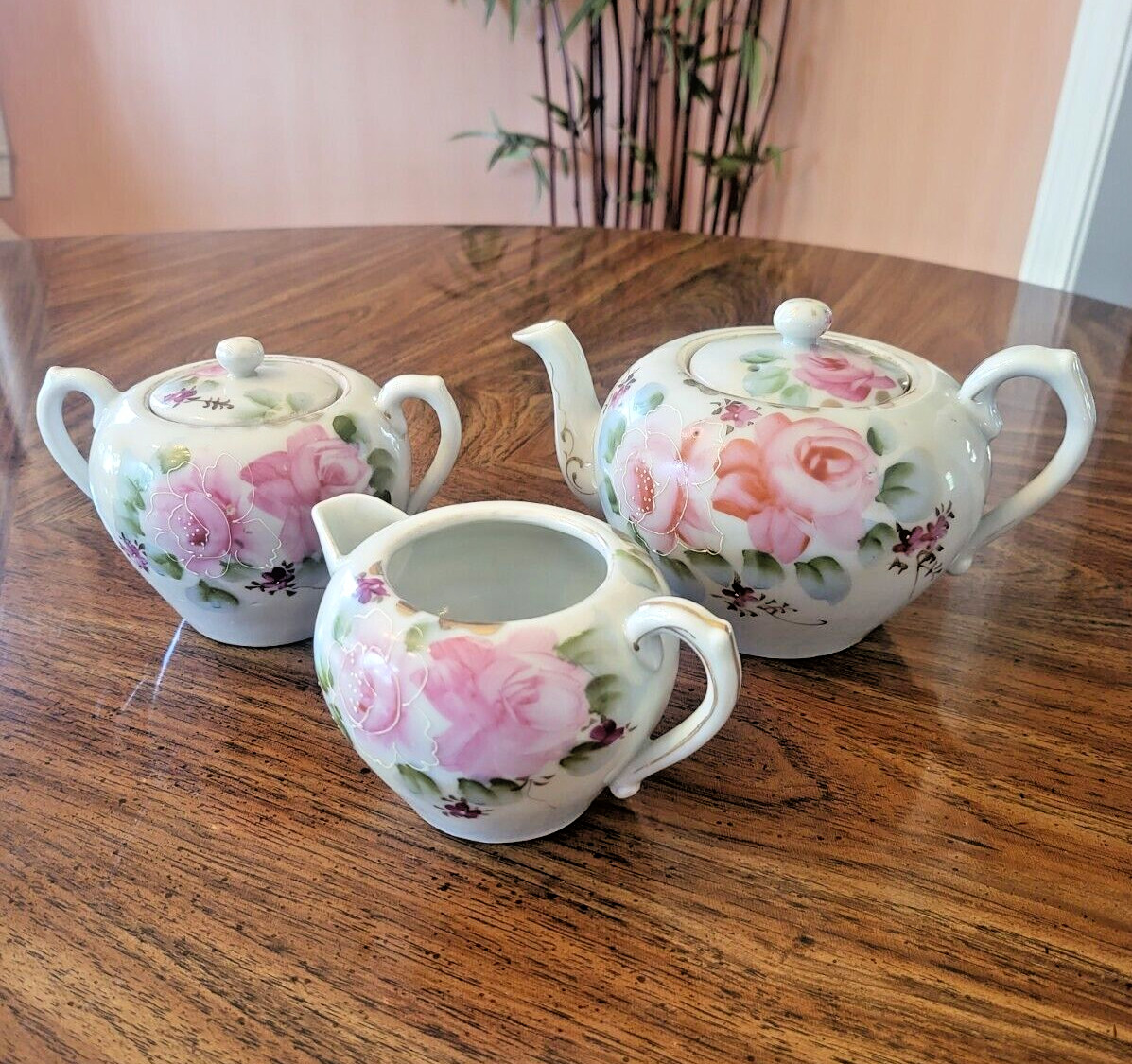 Vintage Nippon E-OH Rose Floral 3 pc Tea Set Vintage Nippon E-OH Rose Floral 3 pc Tea Set