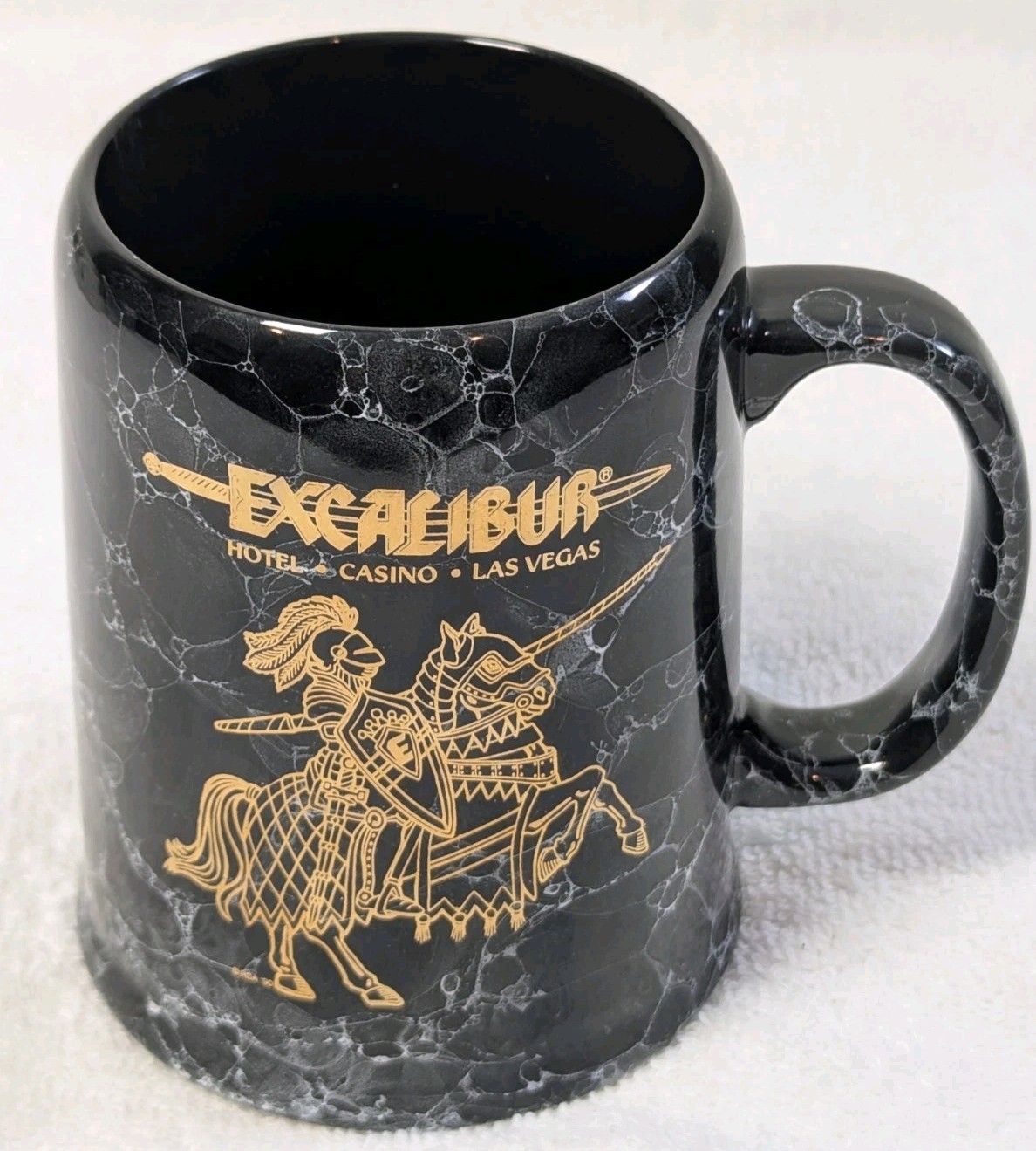 VTG Excalibur Hotel Casino Las Vegas Black Marble Mug Gold Knight Horse Japan