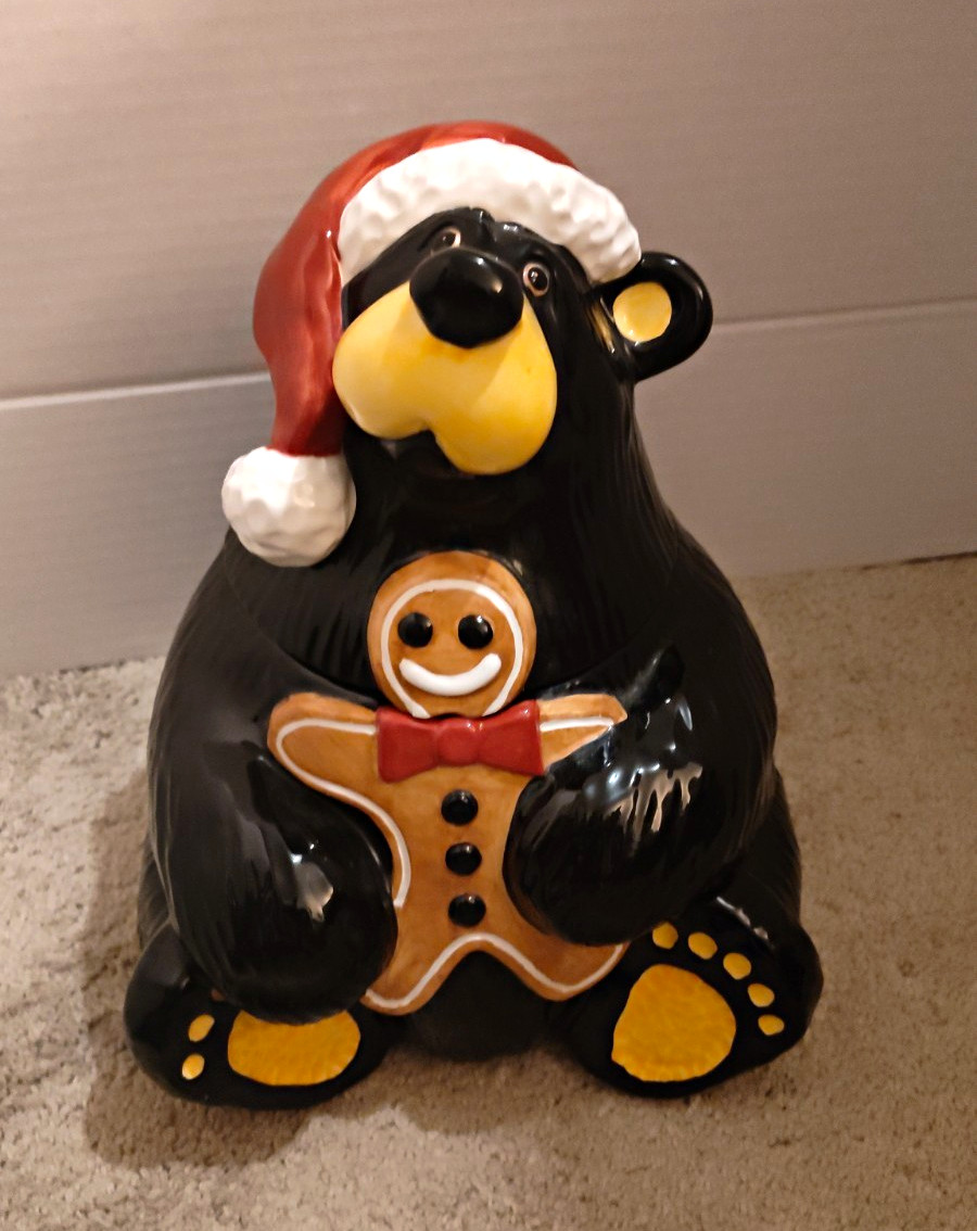 Big Sky Carvers Bearfoots Christmas Bear Cookie Jar designed by Jeff Fleming
