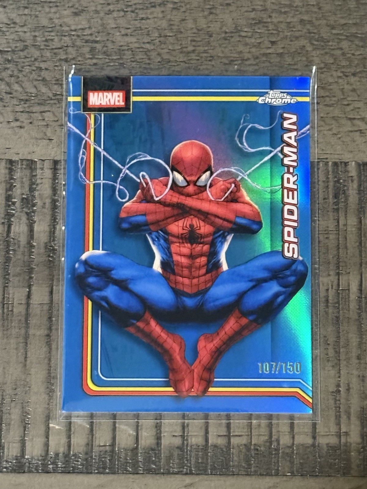 2026 Topps Chrome Marvel Spider-Man True Blue Refractor /150 #163
