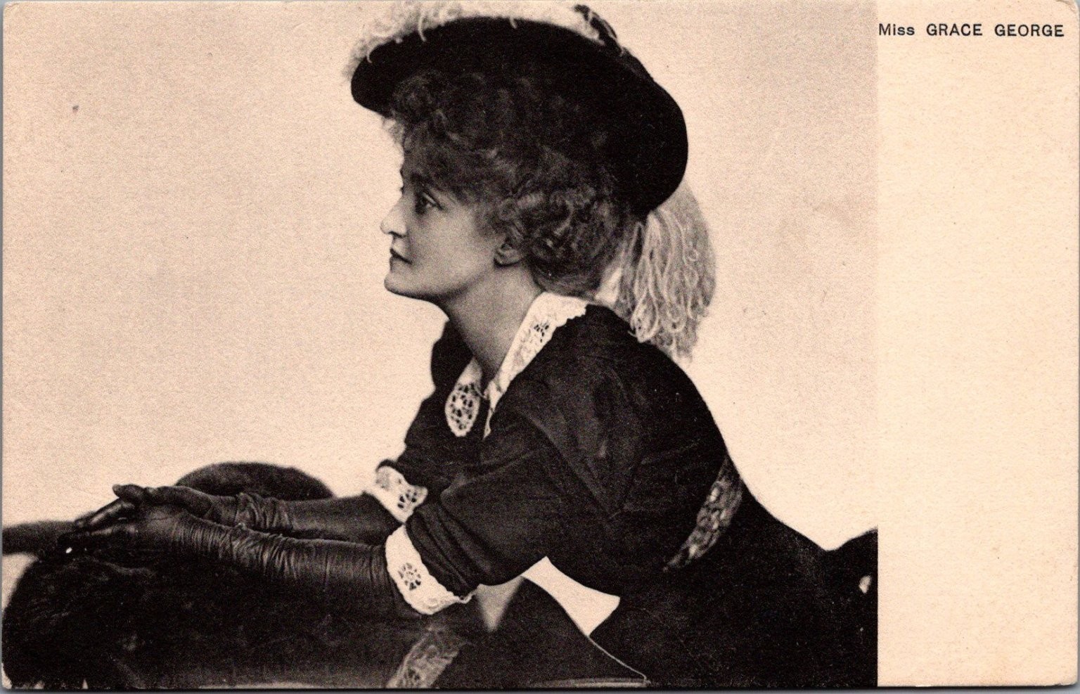 MISS GRACE GEORGE Actress Portrait Postcard Edwardian Era Hat Gloves MISS GRACE GEORGE Actress Portrait Postcard Edwardian Era Hat Gloves