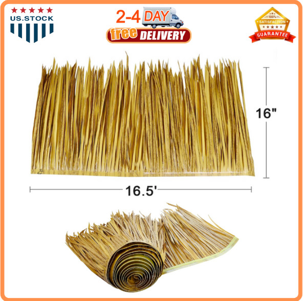 16.5ft x 16 Straw Roof Thatch-Mexican Style Artificial Palm Thatch Rolls Tiki x