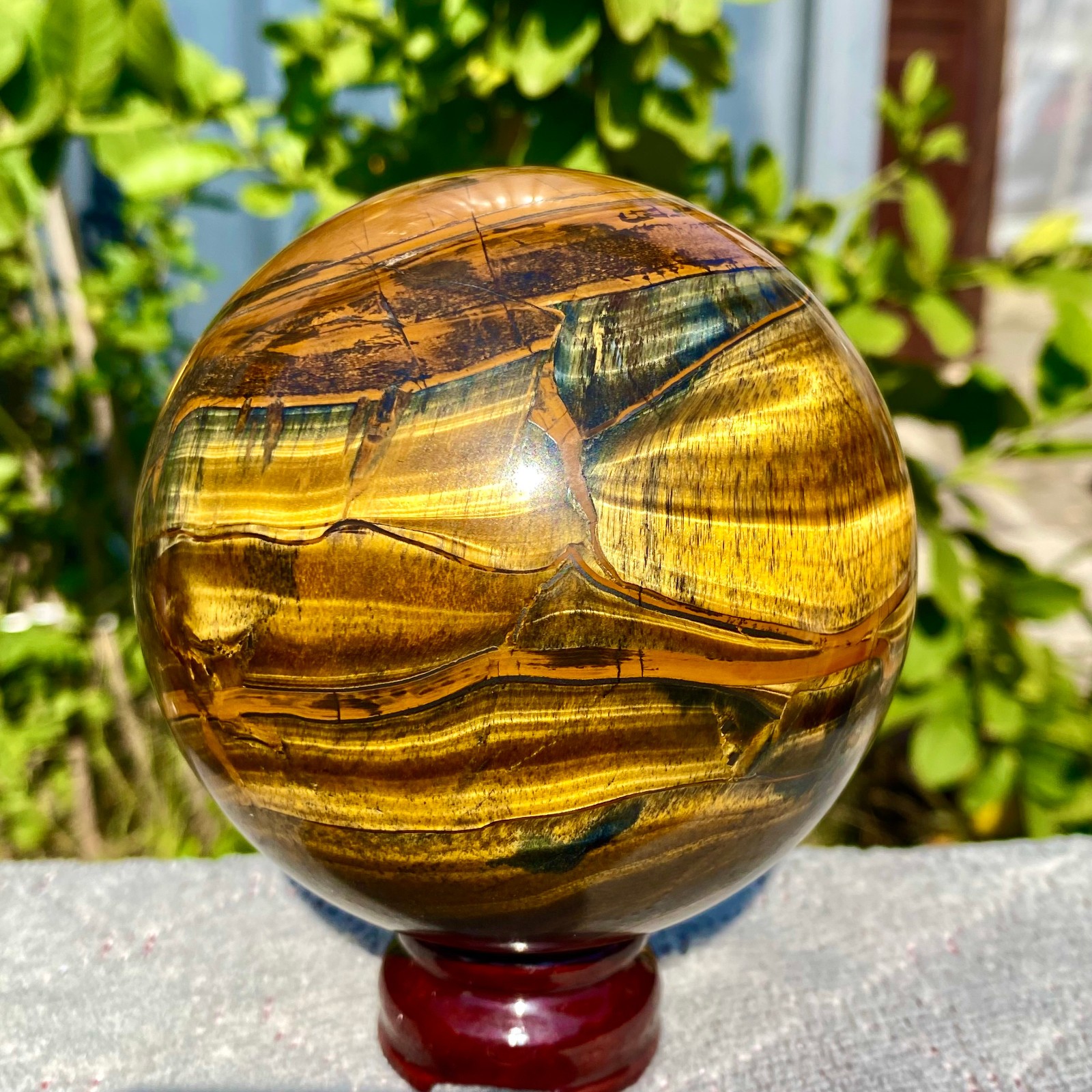 3.46LB Large Natural Tiger's Eye Ball Quartz Crystal Sphere Gem Healing Décor