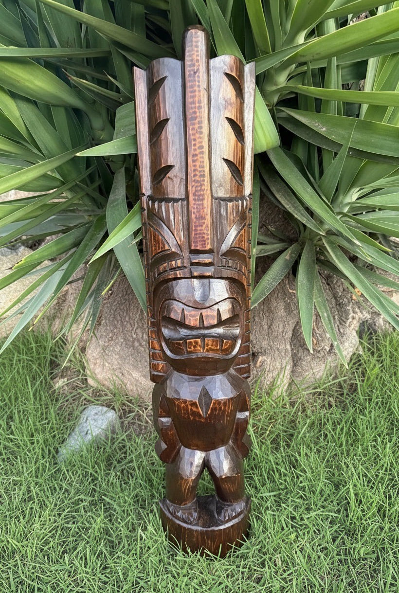 Hawaiian Lono Tiki Half Statue hand Carved 39\ Hawaiian Lono Tiki Half Statue hand Carved 39\