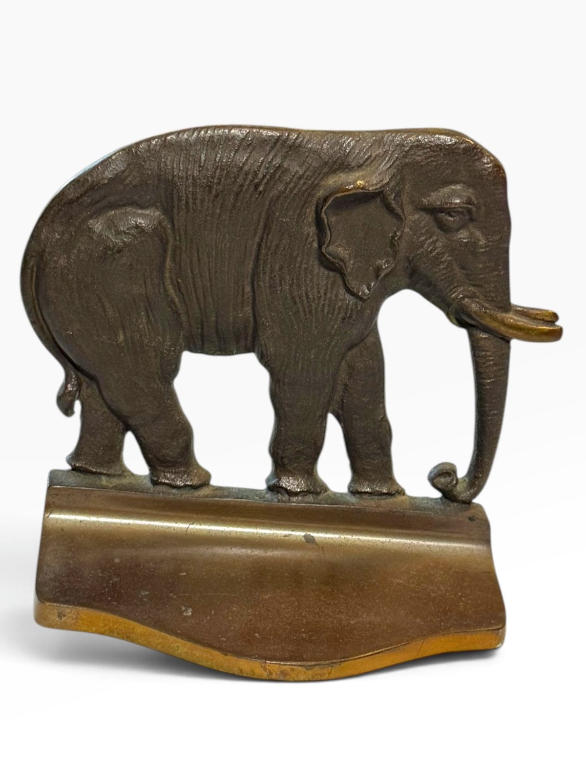 Vintage Cast Iron Elephant Doorstop, Bronze Finish, Single Bookend, 5.5 In Tall, Vintage Cast Iron Elephant Doorstop, Bronze Finish, Single Bookend, 5.5 In Tall,