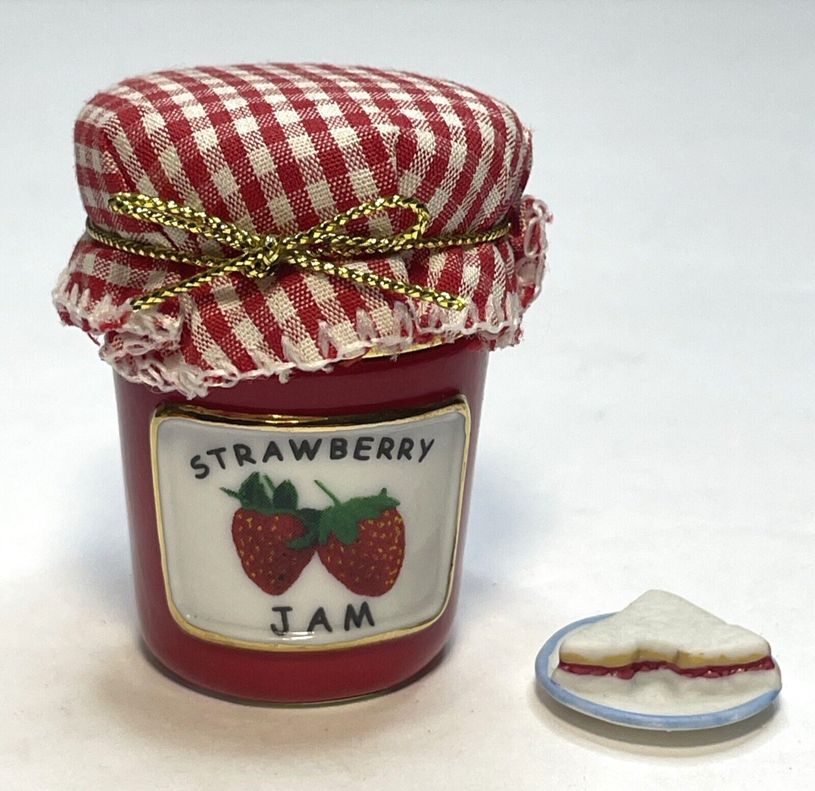 Cooking Club of America Porcelain Strawberry Jam Trinket Box w/ Sandwich Trinket
