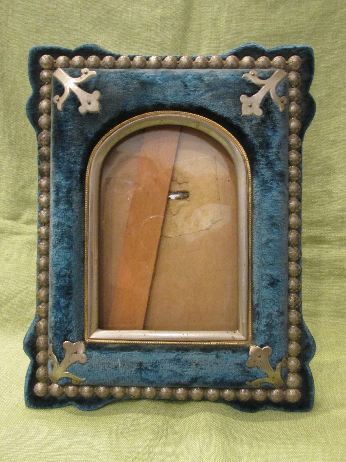 Antique 1882 Victorian Blue Velvet Engraved Silver Photo Picture Frame RARE