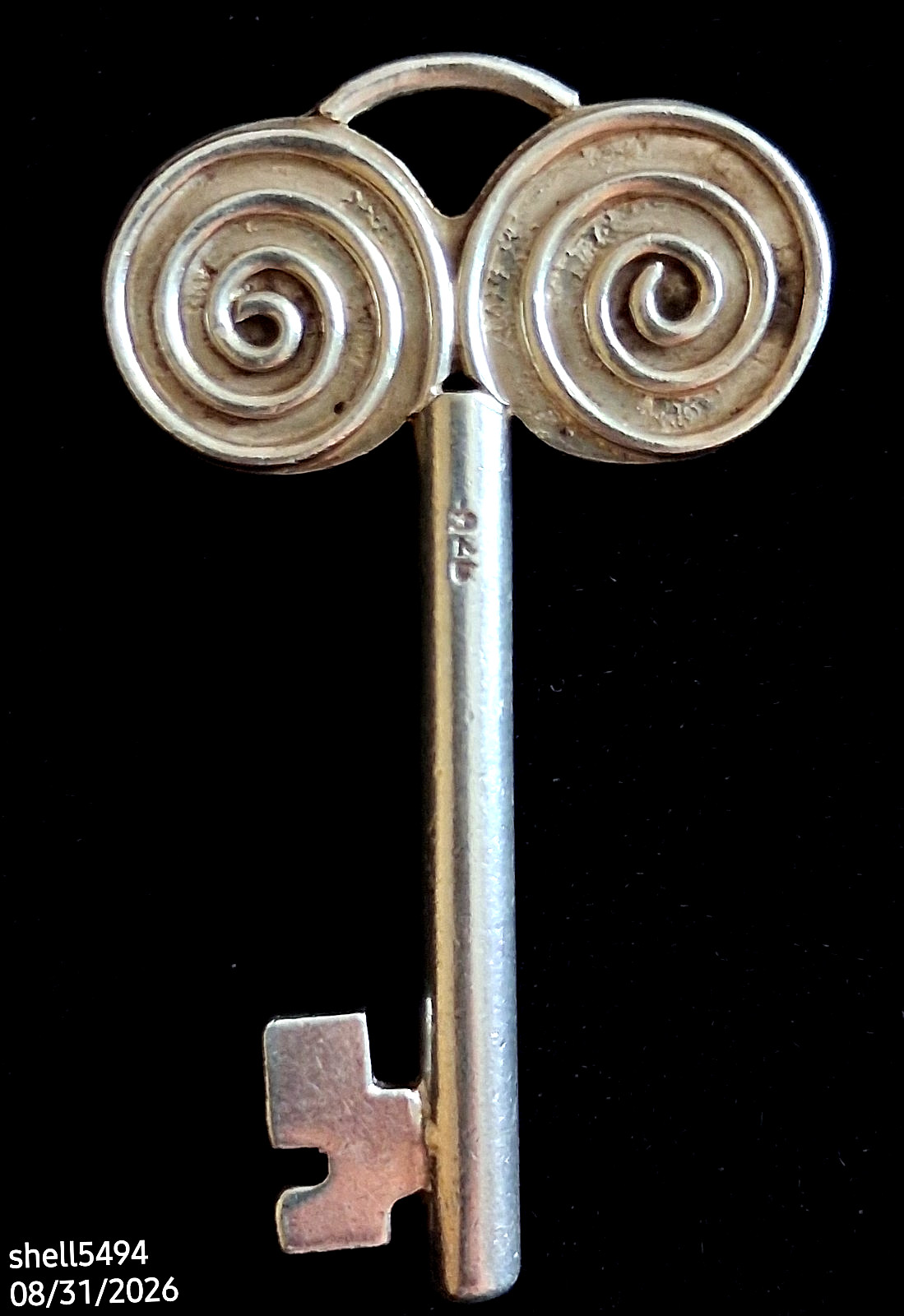 Sterling Silver Spiral Key Fob Artisan Studio Jewelry Handmade Keychain 20.76g