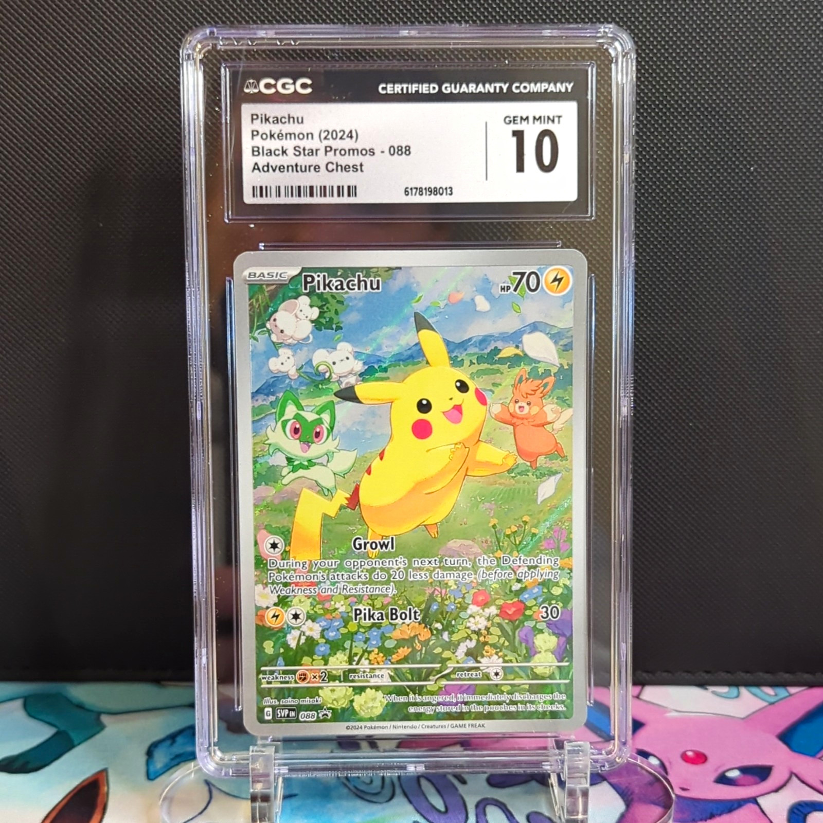 Pikachu 2024 Pokémon Black Star Promos #088 Adventure Chest Promo CGC 10