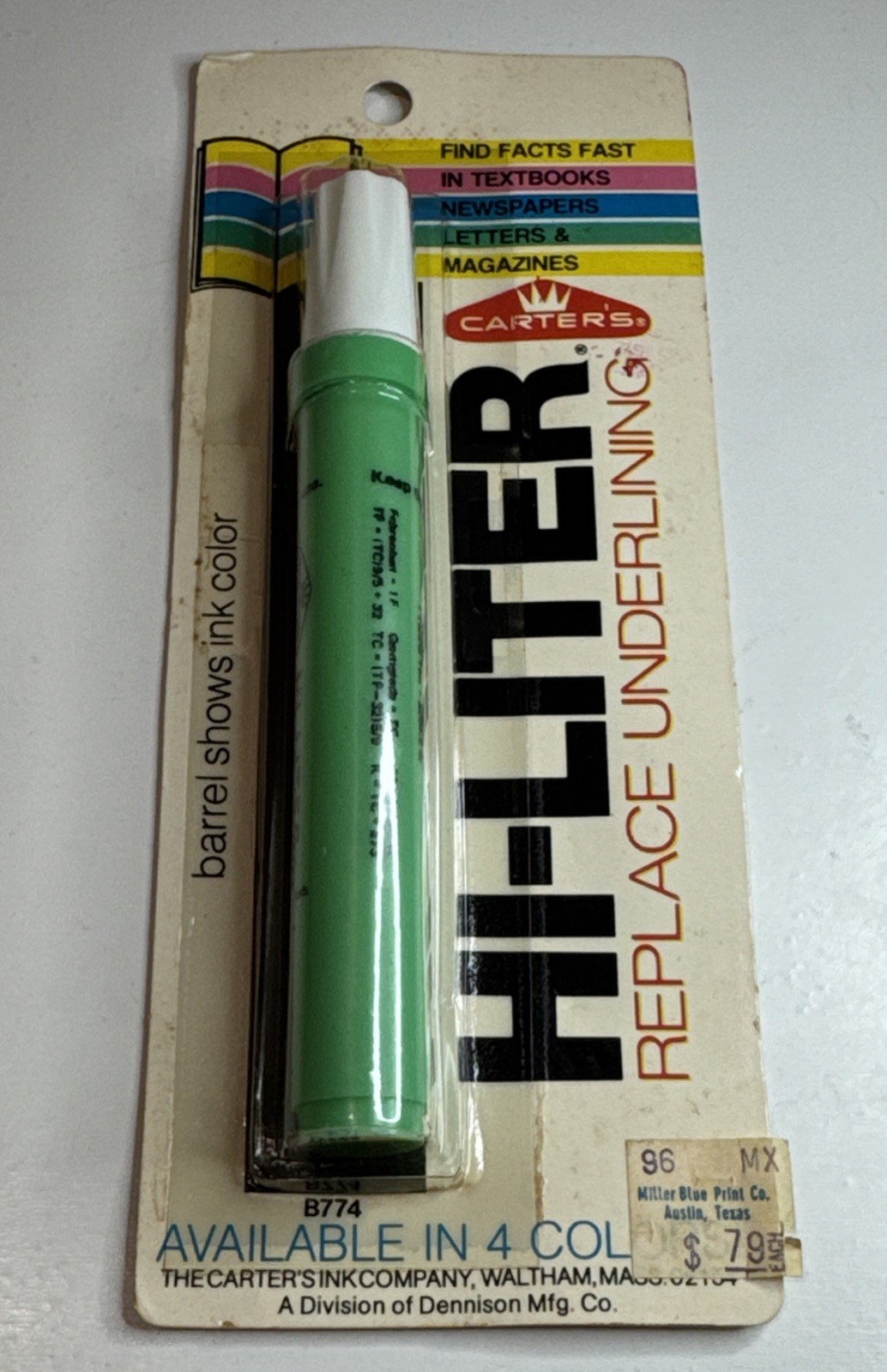 Vintage Carter\'s Hi-Liter Marker / LT Green / Felt Tip / Sealed
