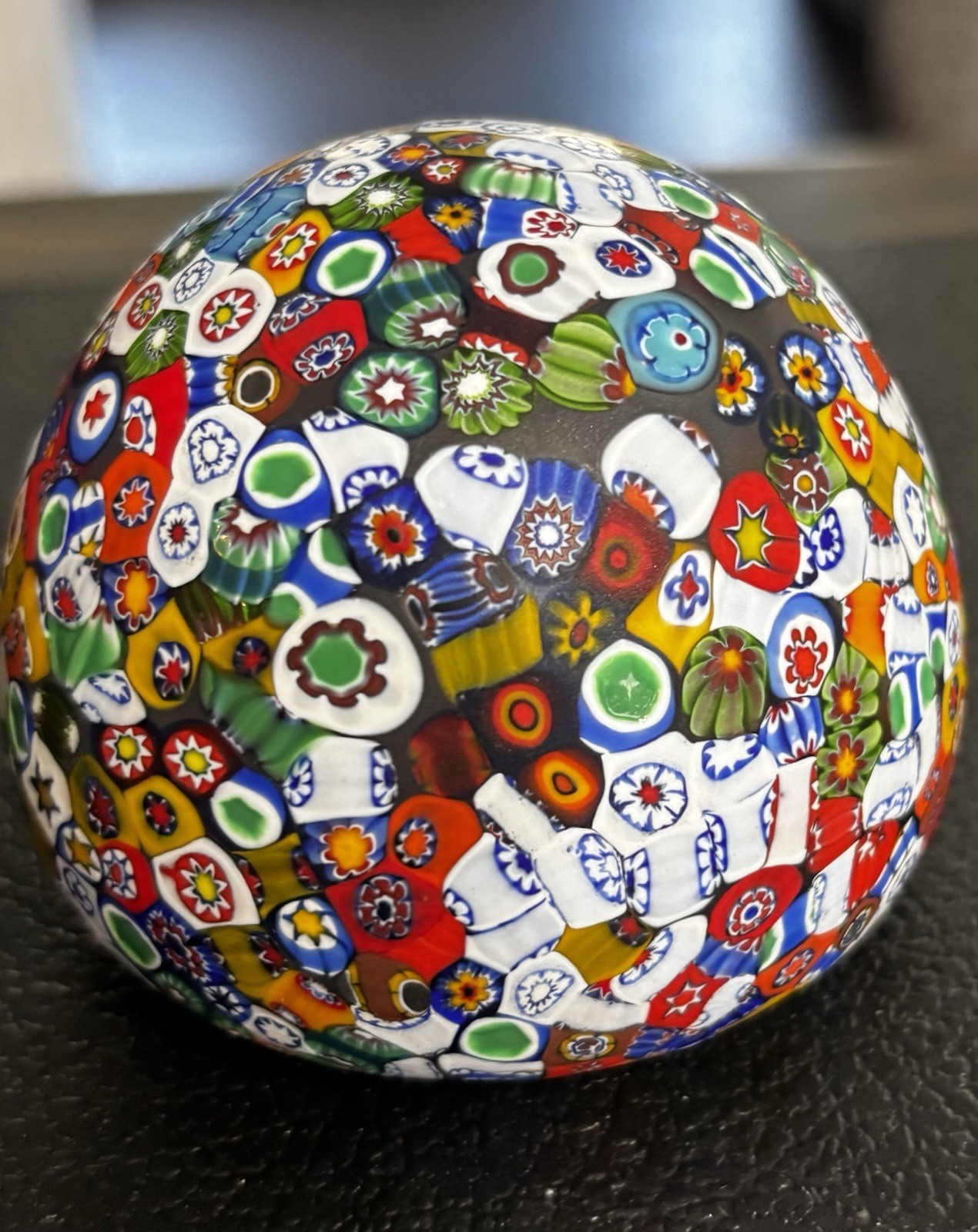 Vintage Fratelli Toso Murano Millefiori Glass Paperweight Twisted Pontil Base Vintage Fratelli Toso Murano Millefiori Glass Paperweight Twisted Pontil Base