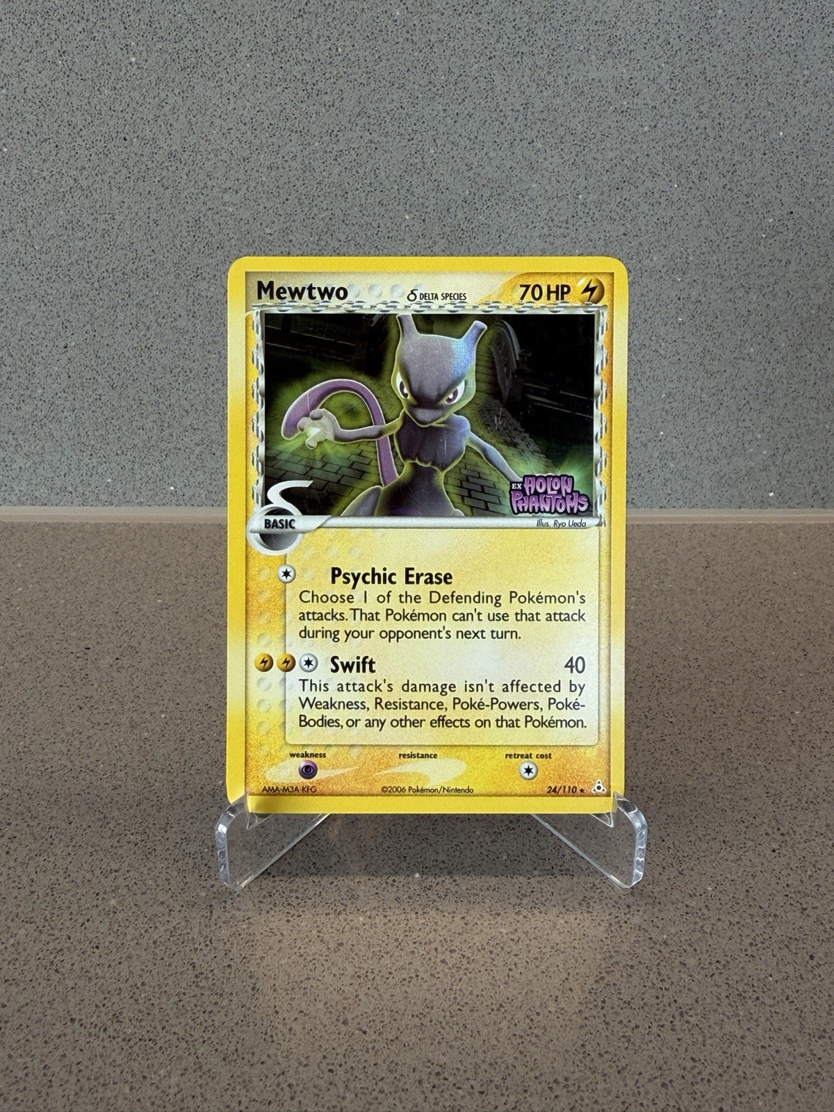 Pokémon Mewtwo TCG Reverse Holo Card 24/110 Holon Phantoms Stamped LP