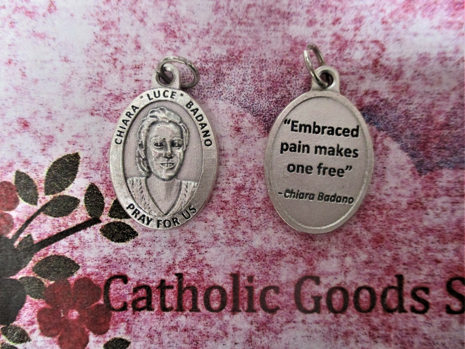 Blessed Chiara Badano Medal - Italian Silver tone OX 1\