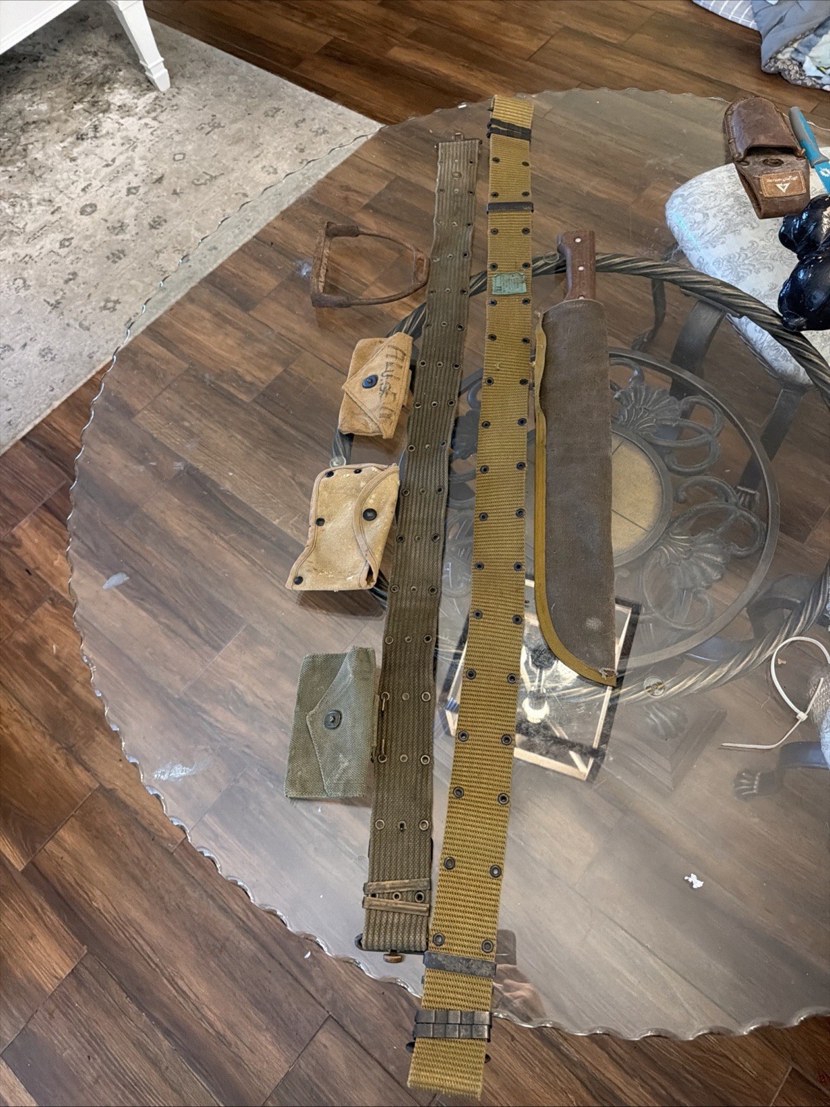 WW1 US GI Military Web Belt and Gear 1912 US Stirrup, WW1 First Aid Pouch Plus WW1 US GI Military Web Belt and Gear 1912 US Stirrup, WW1 First Aid Pouch Plus