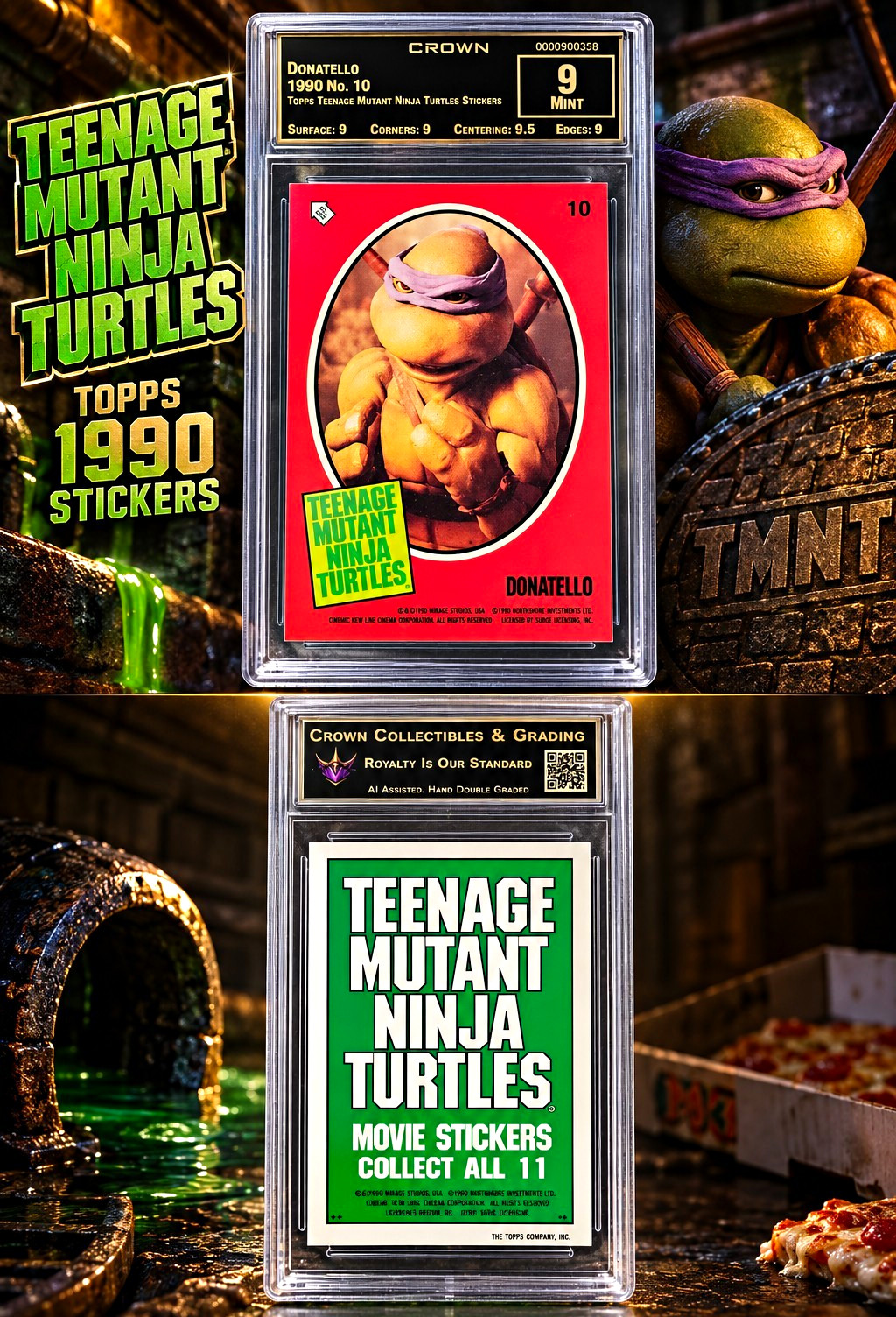 Topps 1990 Teenage Mutant Ninja Turtles Stickers #10 Donatello Sticker Card