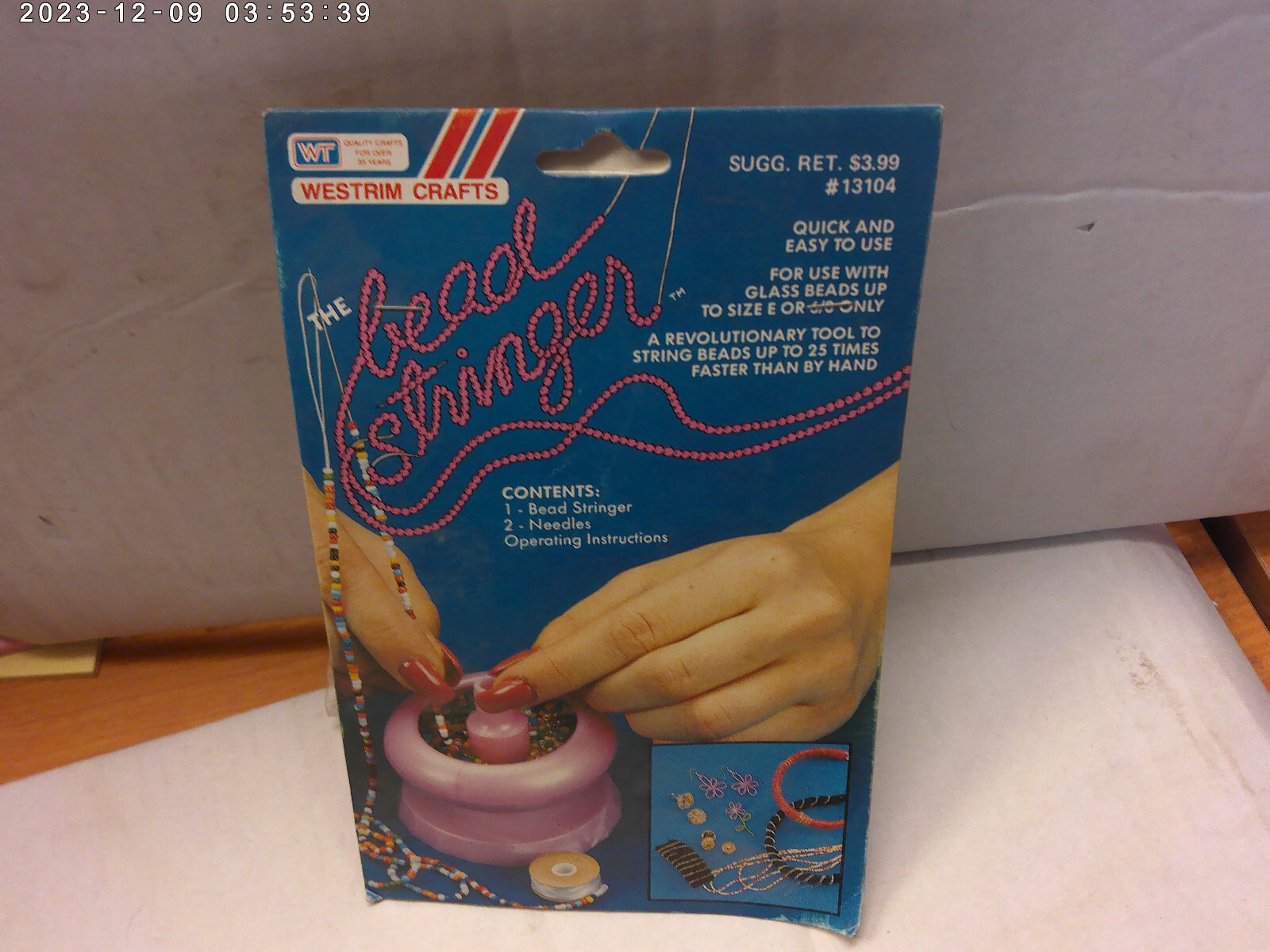 Vintage manual bead stringer for arts and crafts new old stock (1992) made inUSA Vintage manual bead stringer for arts and crafts new old stock (1992) made inUSA