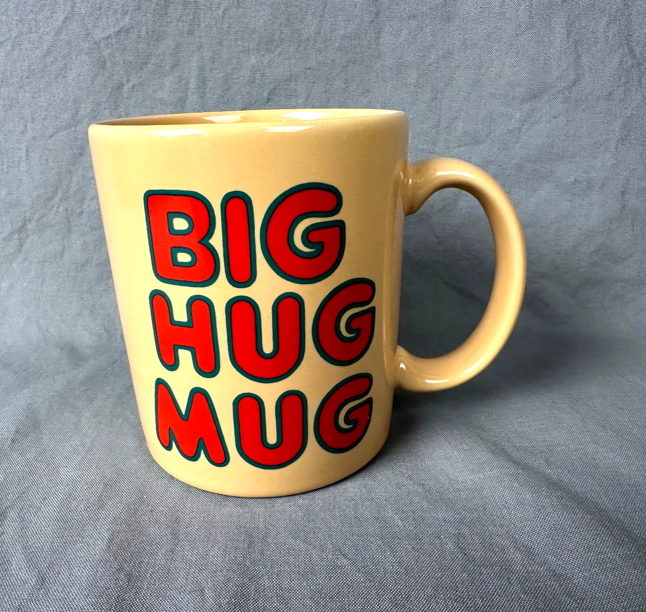 Vintage FTD Big Hug Mug Red Writing on Orange 3 7/8 Vintage FTD Big Hug Mug Red Writing on Orange 3 7/8
