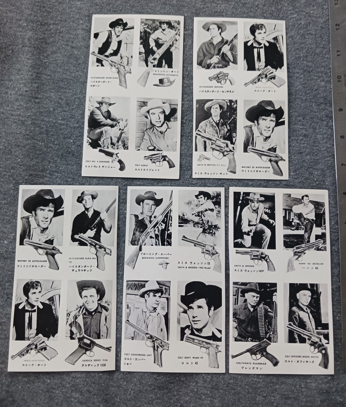 Menko Trading Card Panels Western Chuck Connors Yul Brynner  50s 60s