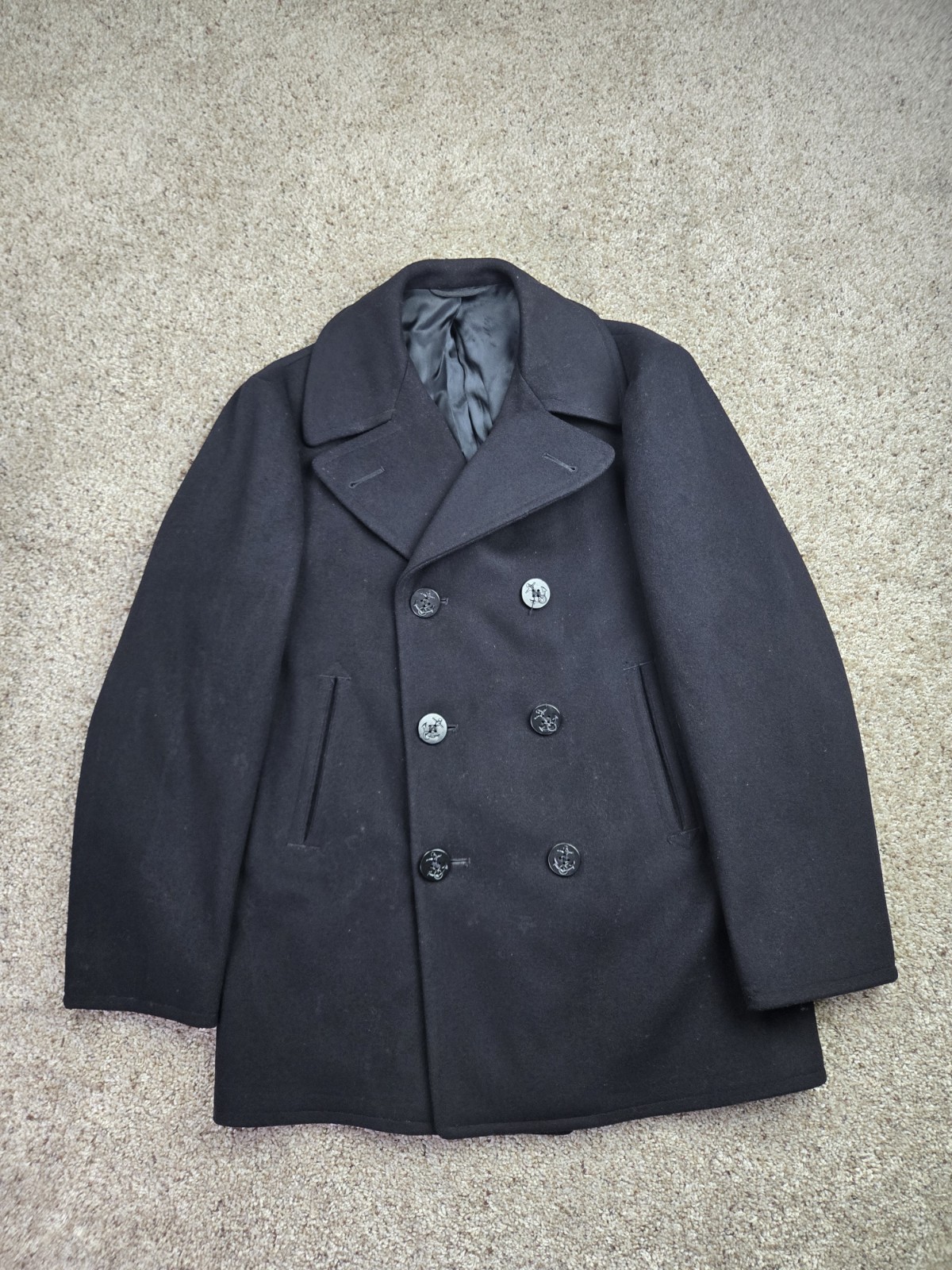 Vintage USGI Kersey Peacoat Size 40 Mens Blue 8 Button Wool Penbrooke 1970